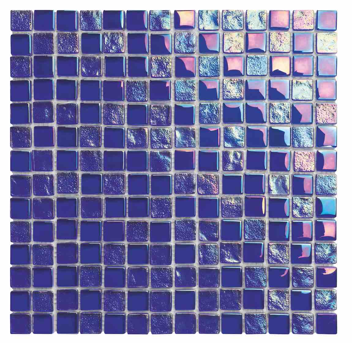 Iridescent Glass Tile Cobalt Blue 1x1 - Stunning Reflective Mosaic for Kitchen Backsplash, Bathroom, and DIY Home Decor