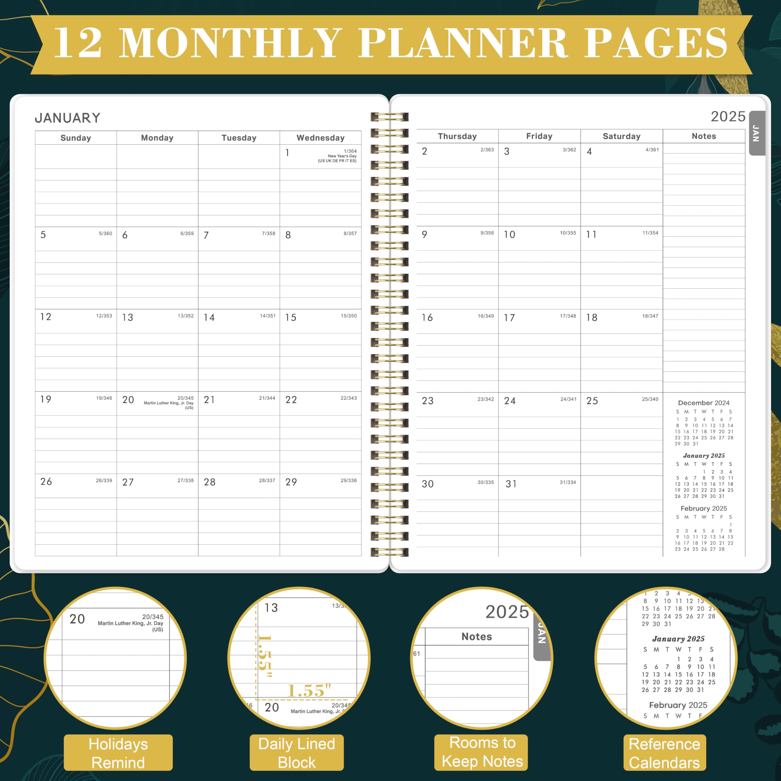 2025 Weekly & Monthly Planner - January to December 2025 Calendar Organizer, 7.6