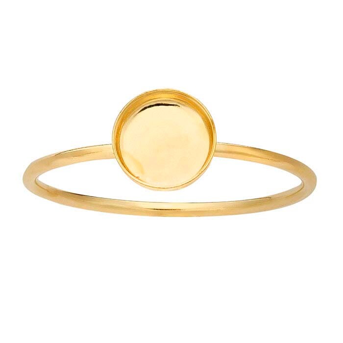 14K/20K Yellow Gold Filled Round Cabochon Ring Mounting - 3mm, 4mm, 5mm, 6mm, 8mm Sizes - Blank Cabochon Setting for Size 5 to 8 - Perfect for Jewelry Making, DIY Rings, and Custom Gemstone Designs