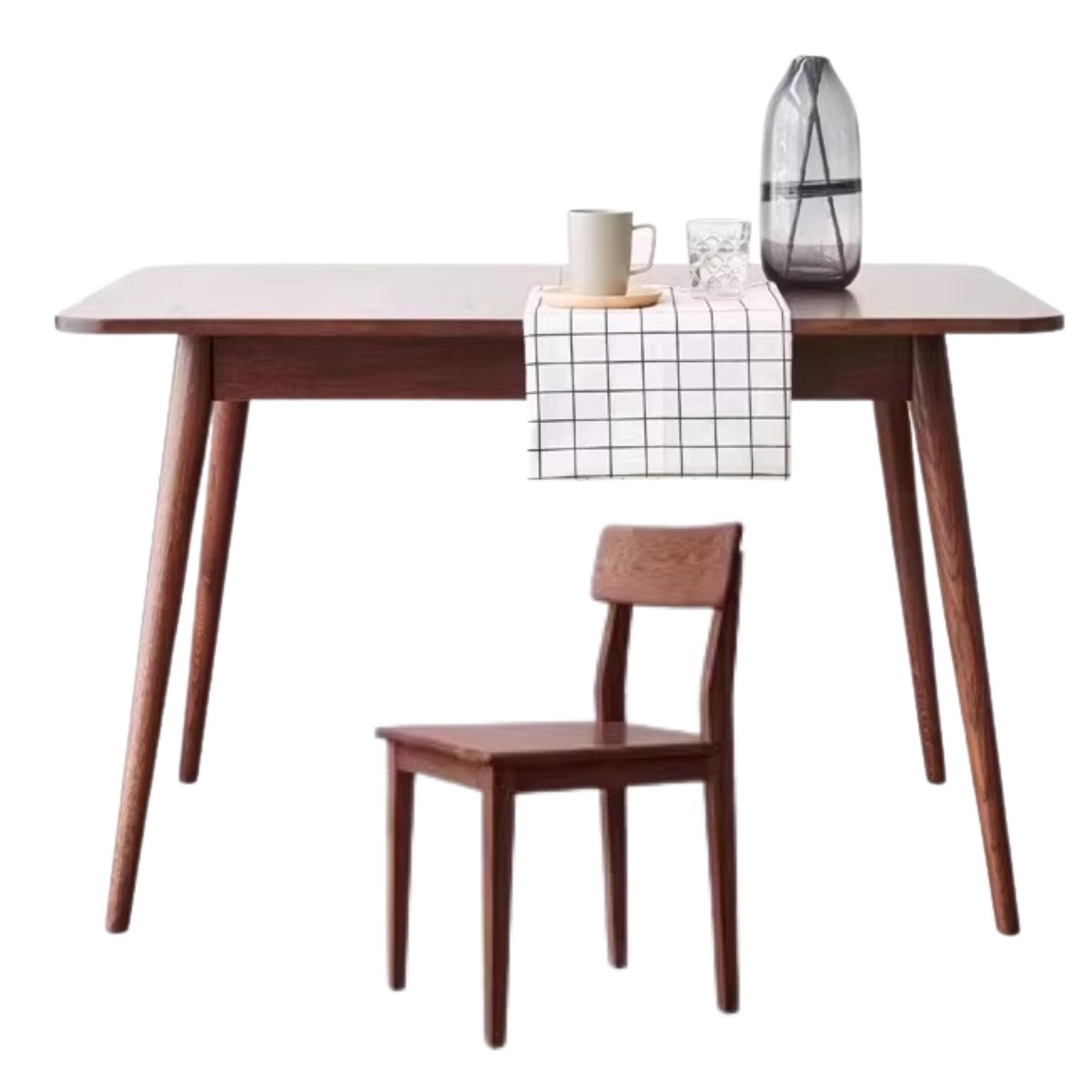 47.2-63x31.5x29.5 inch / 120-160x80x75 сm / Walnut color / oak Telescopic dining table + four chairs soft SHIPPING 5-6 WEEKS