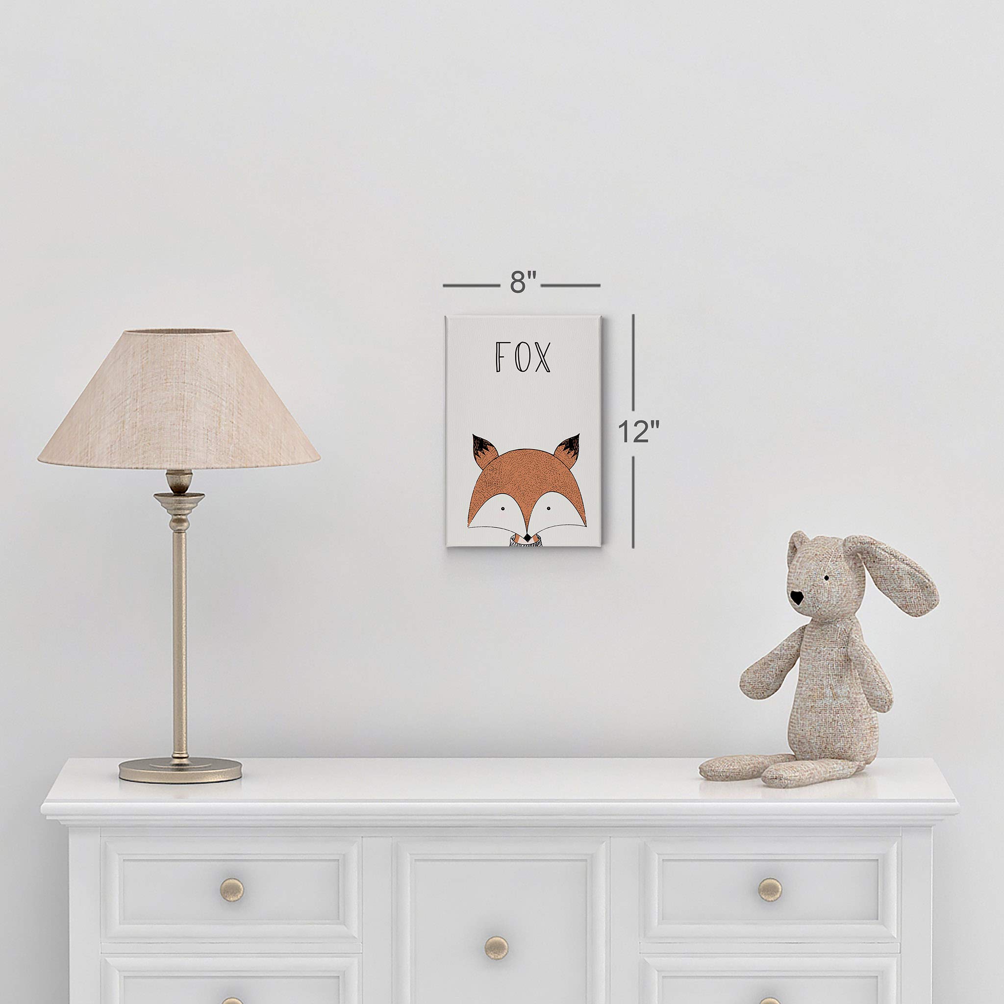 Pretty Fox Painting and Lettering Canvas Print - Cream Background Wall Art for Kids Room, Nursery & Baby Room Decor - Made in USA 40x30 - Perfect for Birthday Gifts, Baby Showers & Children's Bedroom Decoration