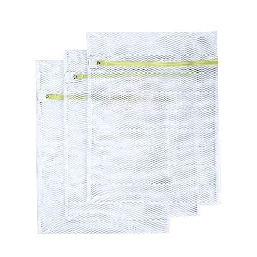 Premium 3-Pack Large Mesh Laundry Bags - Thick Durable Polyester Wash Bags for Jeans, Lingerie, Socks, Bras & Sweaters - Perfect for Washing Machine & Dryer Use - Ideal for Travel, College Dorms & Delicate Garment Care