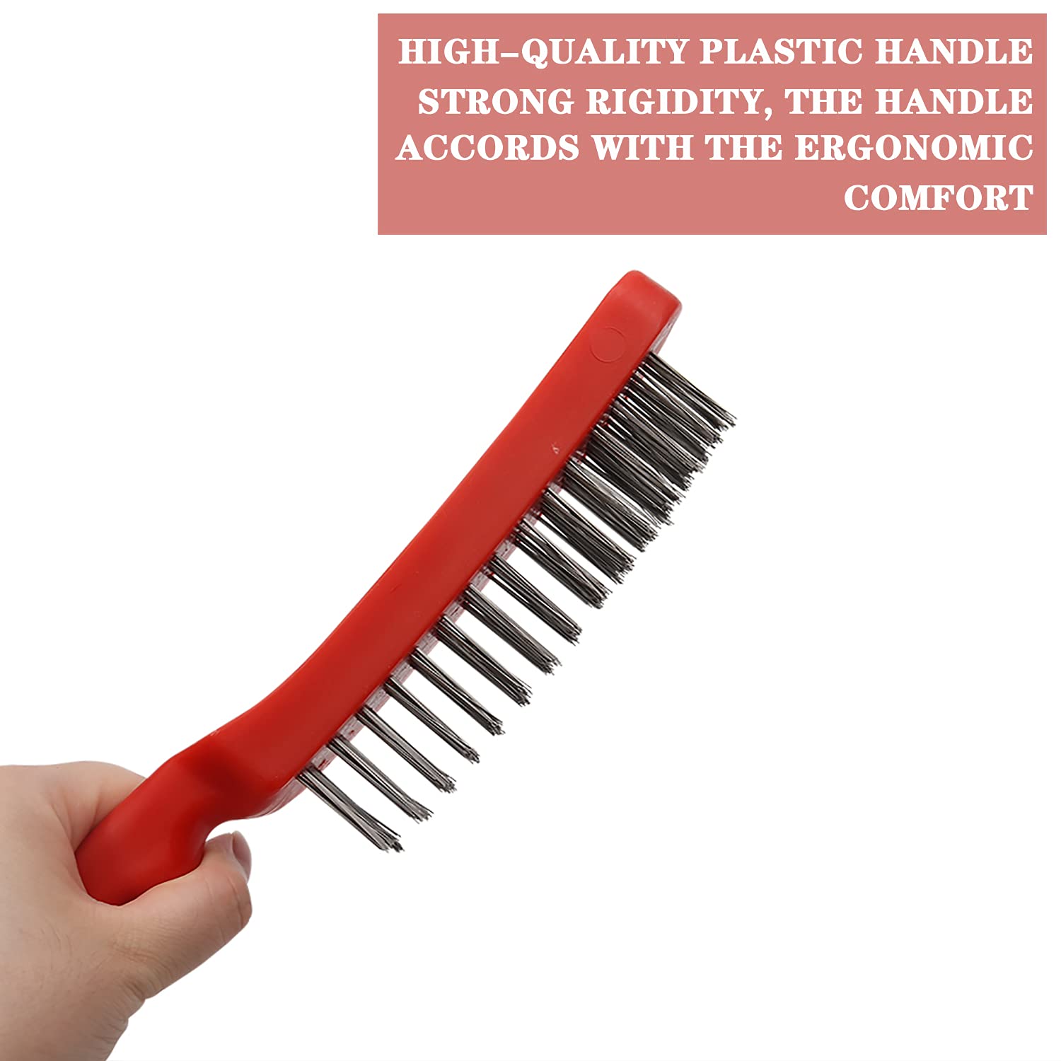 MAXMAN Heavy Duty 12-Inch Wire Scratch Brush with Plastic Handle - Rust Remover & Descaling Tool for Metal, Cars, Welding (Ideal for Automotive Repair, Metalworking & DIY Projects)