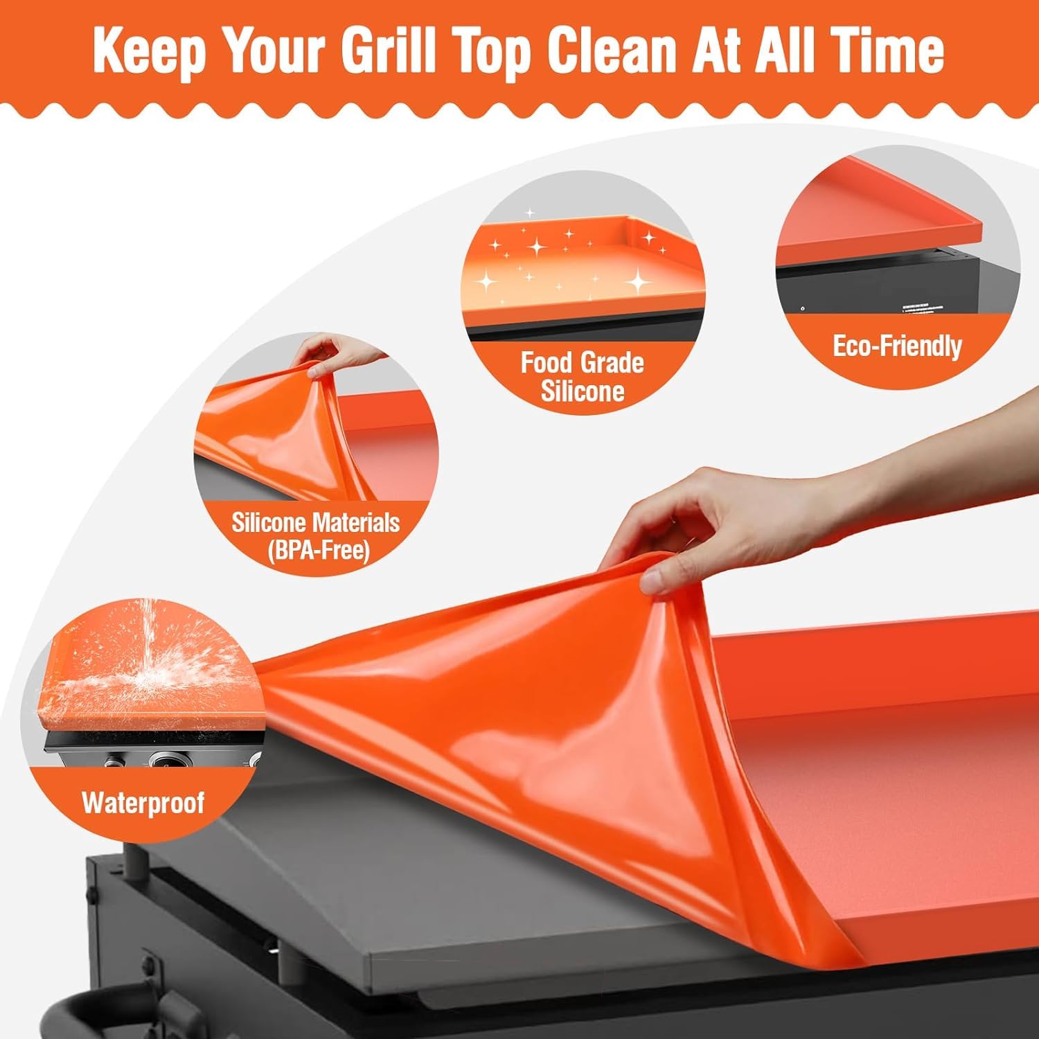 Heavy Duty Food Grade Silicone Griddle Cover - Upgraded Full Edge Grill Protector for Blackstone, Non-Slip BBQ Grill Mats & Floor Pads - Perfect for Outdoor Cooking, Camping, and Backyard Barbecues