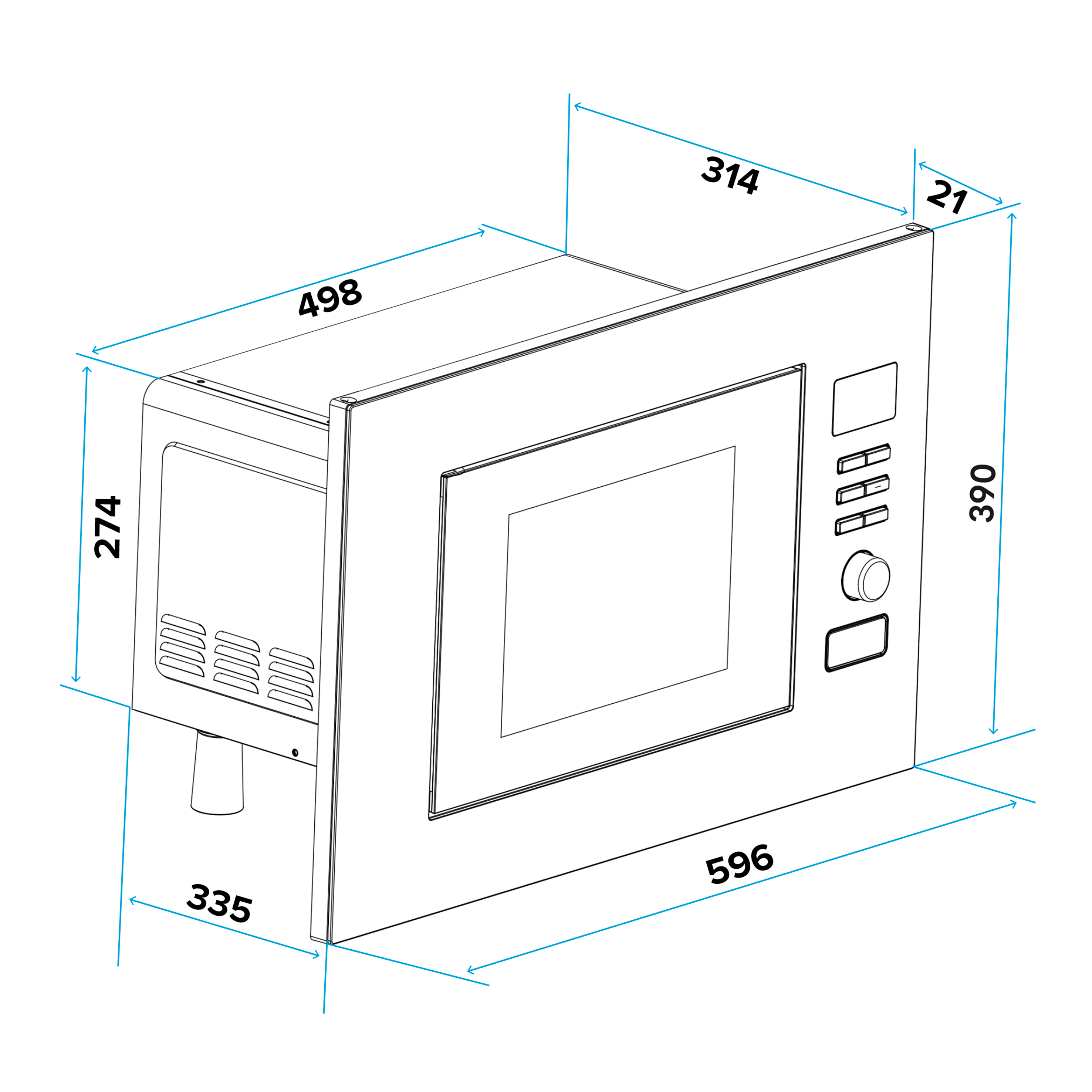 Baridi 25L Built-in Microwave Oven with Grill Function - 900W Power, Sensor Touch Control, Black (DH198) - Perfect for Kitchen, Dorm, Office & Small Spaces