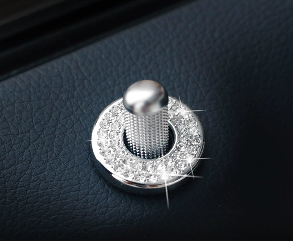 4-Pack Round Crystal Bling Alloy Door Lock Pin Decorative Rings for Mercedes C-Class E-Class GLC - Luxury Car Accessories for Enhanced Interior Style & Protection