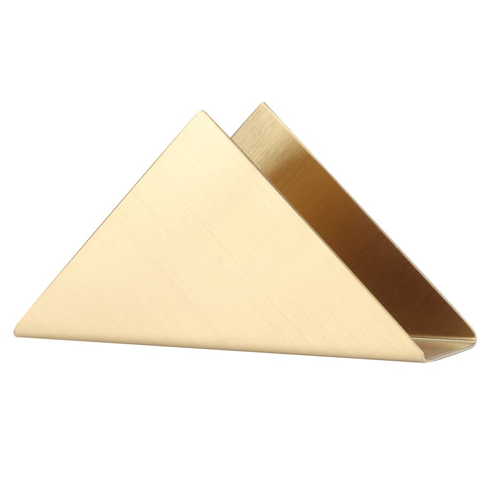FTVOGUE Scandinavian Gold Vertical Paper Towel Holder - Triangle Design for Kitchen, Bathroom & Office - Durable Metal Napkin Dispenser for Western Restaurants & Hotels - Drawer & Countertop Storage Solution