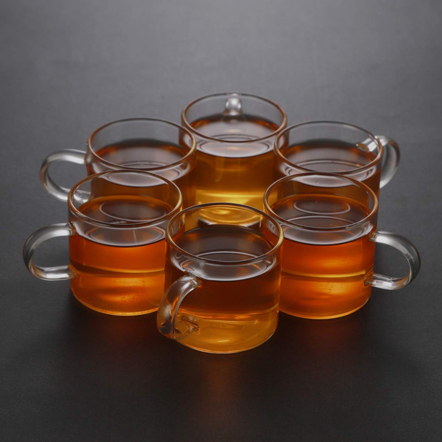 27 oz Glass Tea Infuser Teapot with Warmer & 6 Handle Tea Cups (4.35 oz) - Perfect for Loose Leaf Tea Brewing, Afternoon Tea Parties & Home Entertaining