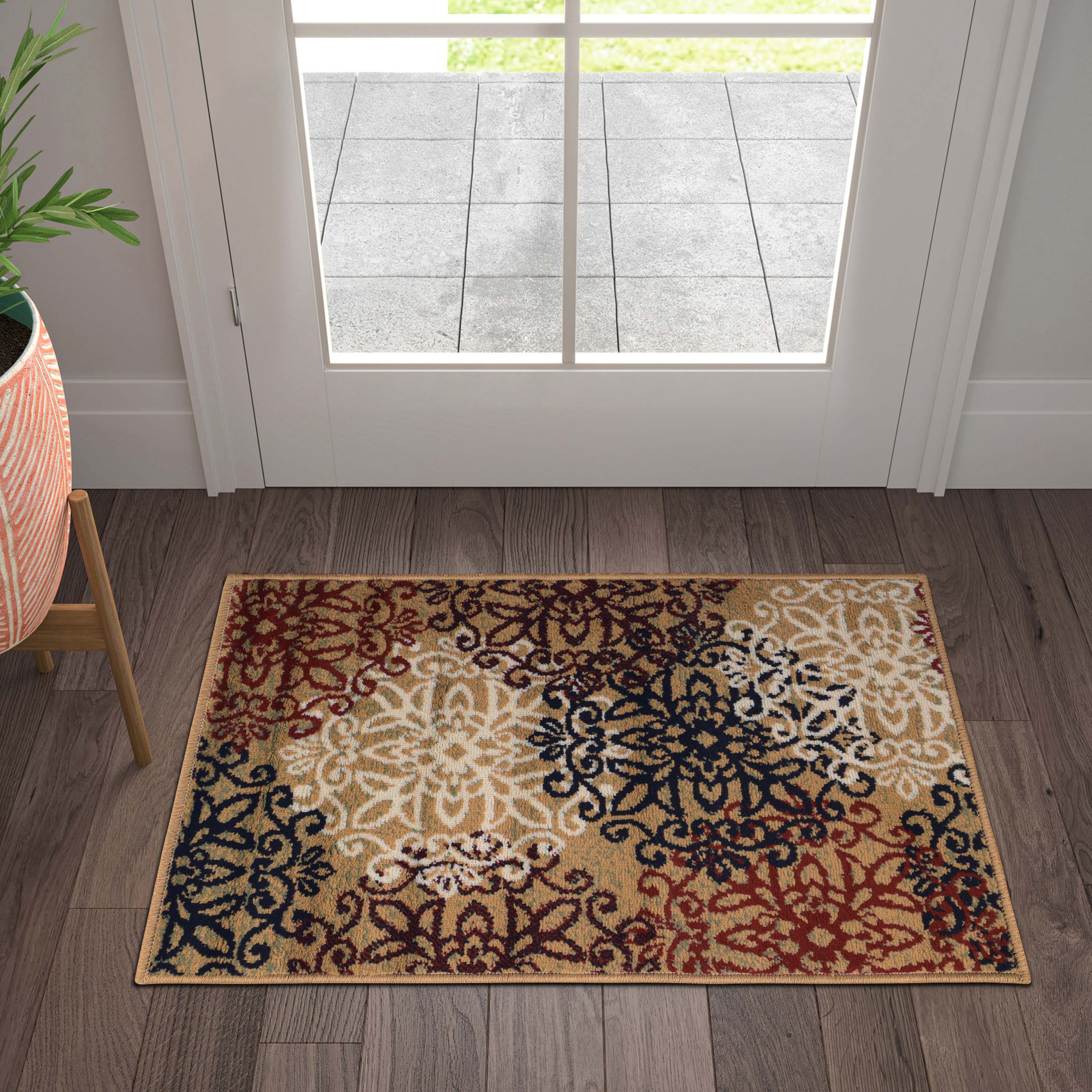 Leigh Traditional Floral Scroll Indoor Area Rugs & Runner Rugs - Non-Slip Soft Living Room Bedroom Decor Carpet