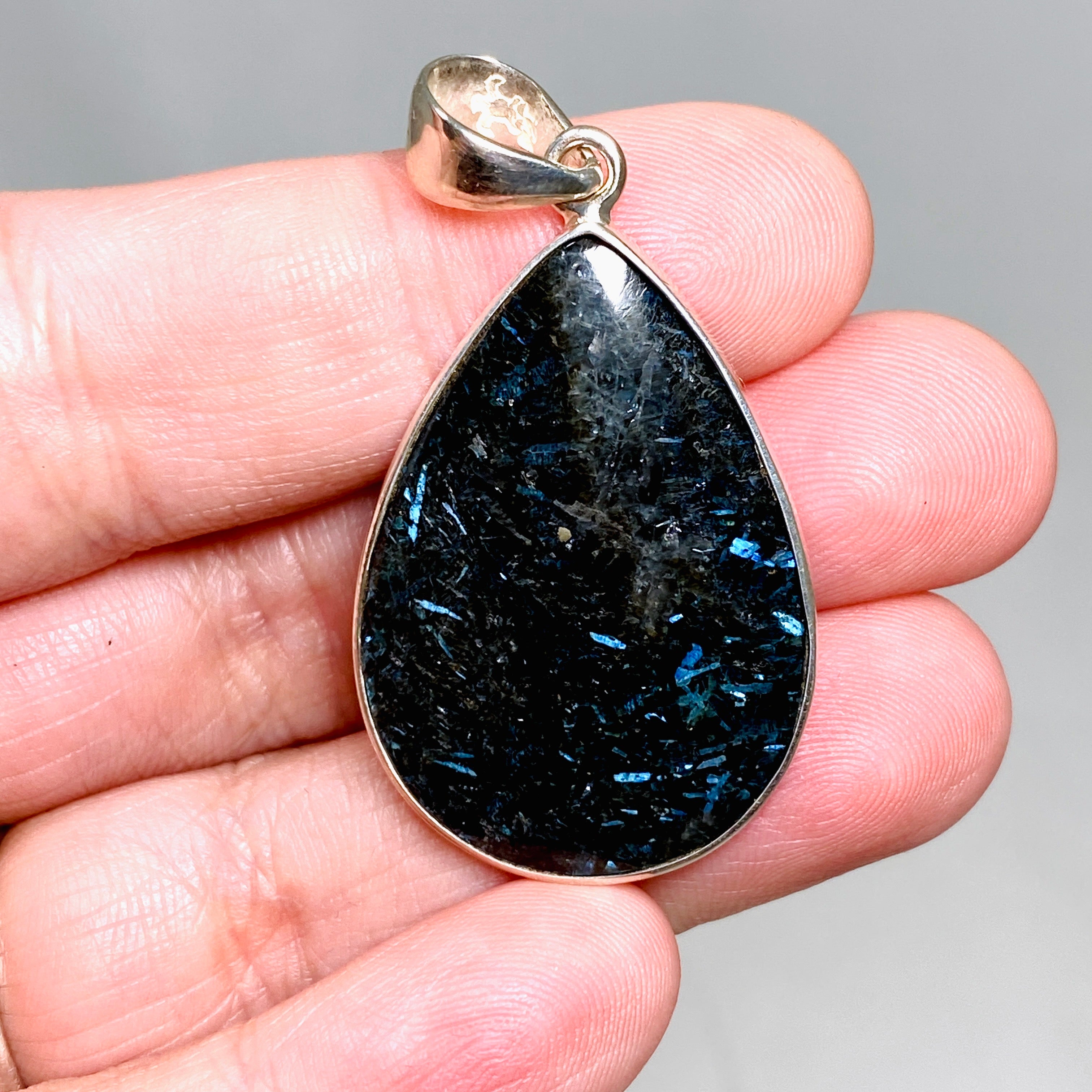 Nuummite Teardrop Cabochon Pendant - Natural Gemstone Jewelry for Women - BTP 66 - Perfect for Meditation, Energy Healing & Spiritual Gifts