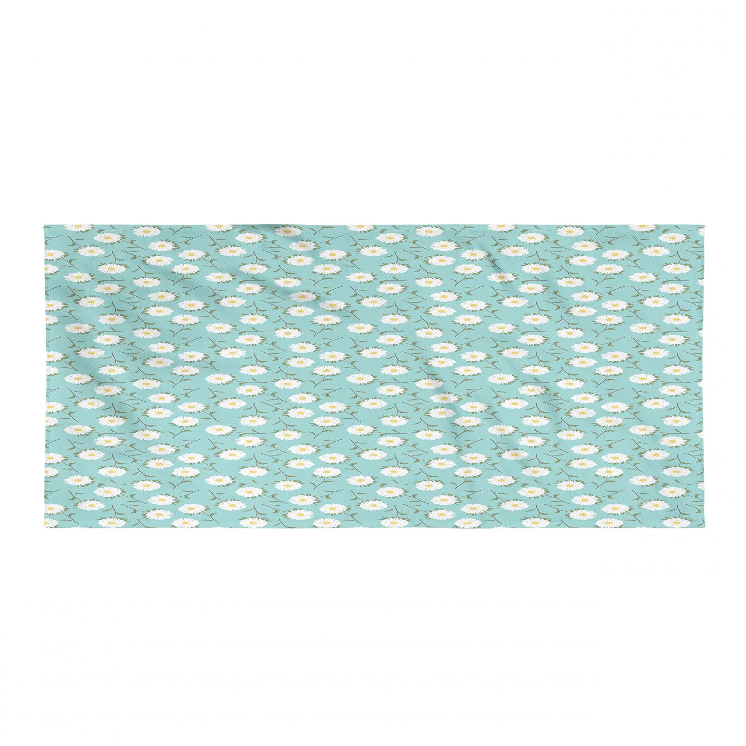Ambesonne Floral Sports Towel - Blooming Aster Flowers & Leaves Design | Soft Lightweight Absorbent Microfiber Quick-Dry Towel for Beach, Yoga, Gym, Swimming | Compact Travel Towel in Seafoam Marigold White | Perfect for Outdoor Activities, Workouts & Travel