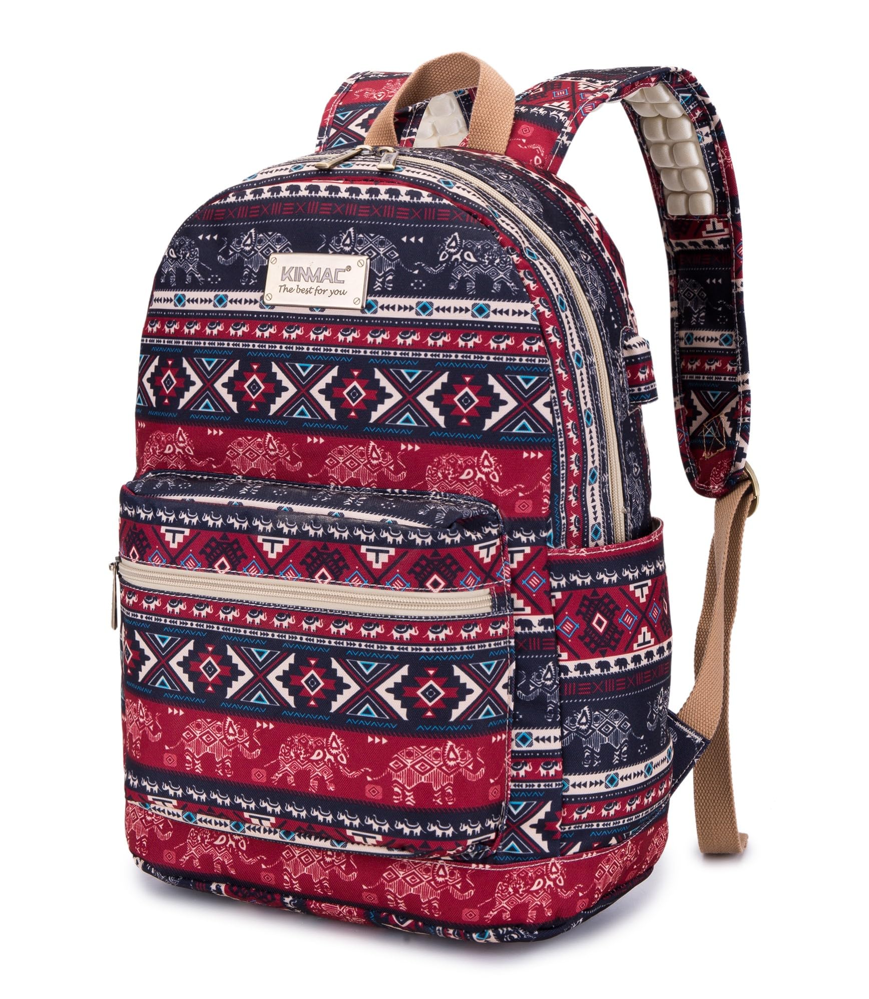 Kinmac 15.6 Inch Laptop Backpack with Built-in Massage Cushion - Ergonomic Design for Work, Travel & School (Elephant Pattern) - Perfect for Commuters, Students & Business Professionals