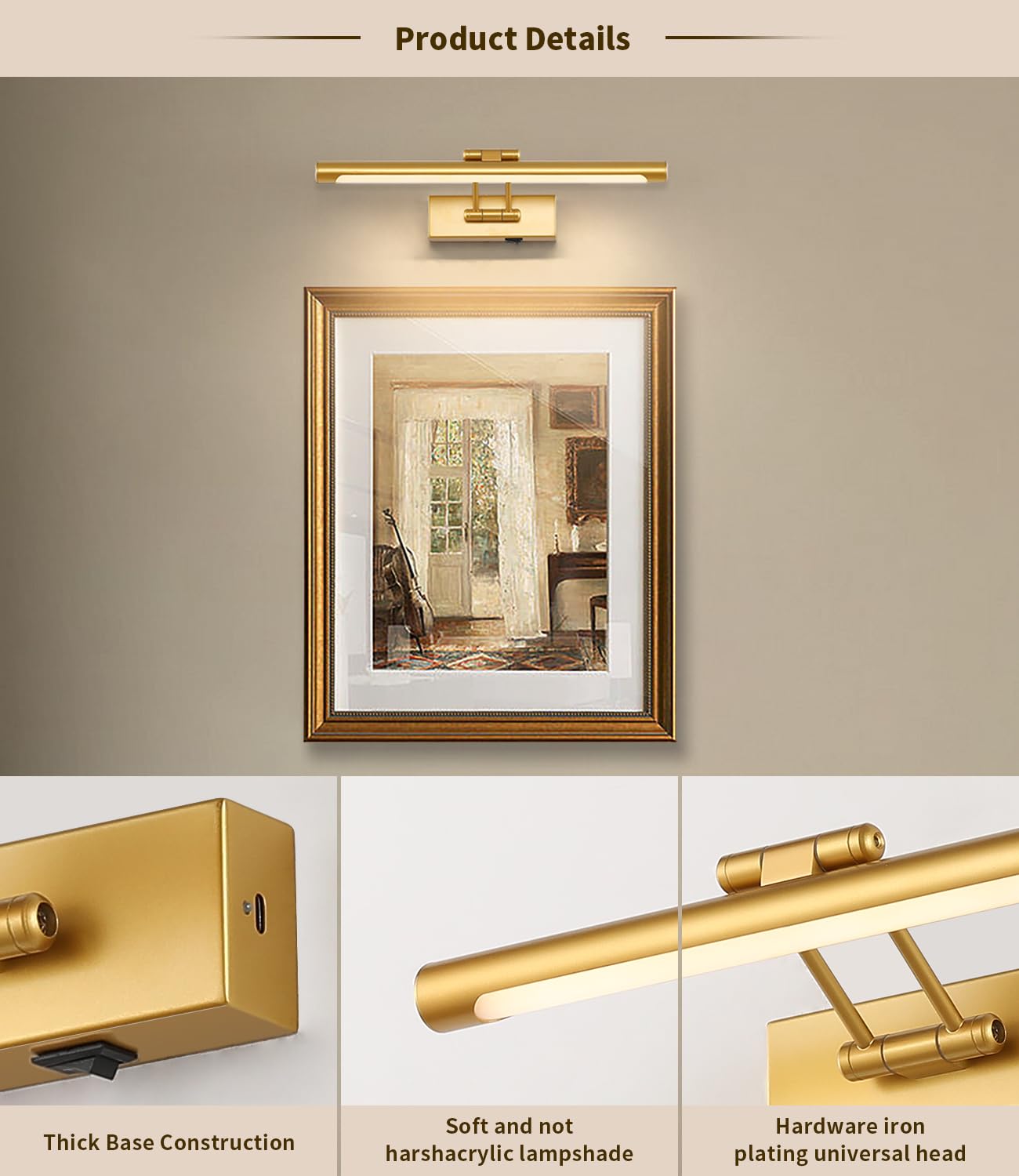 Rechargeable Battery Operated Picture Lights with Remote & Timer - 15.75