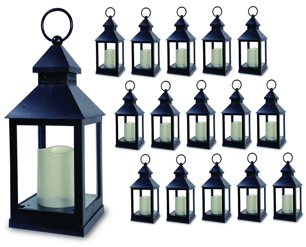 BANBERRY DESIGNS Set of 16 Decorative Lanterns with 4-Hour Timer - 9 3/8
