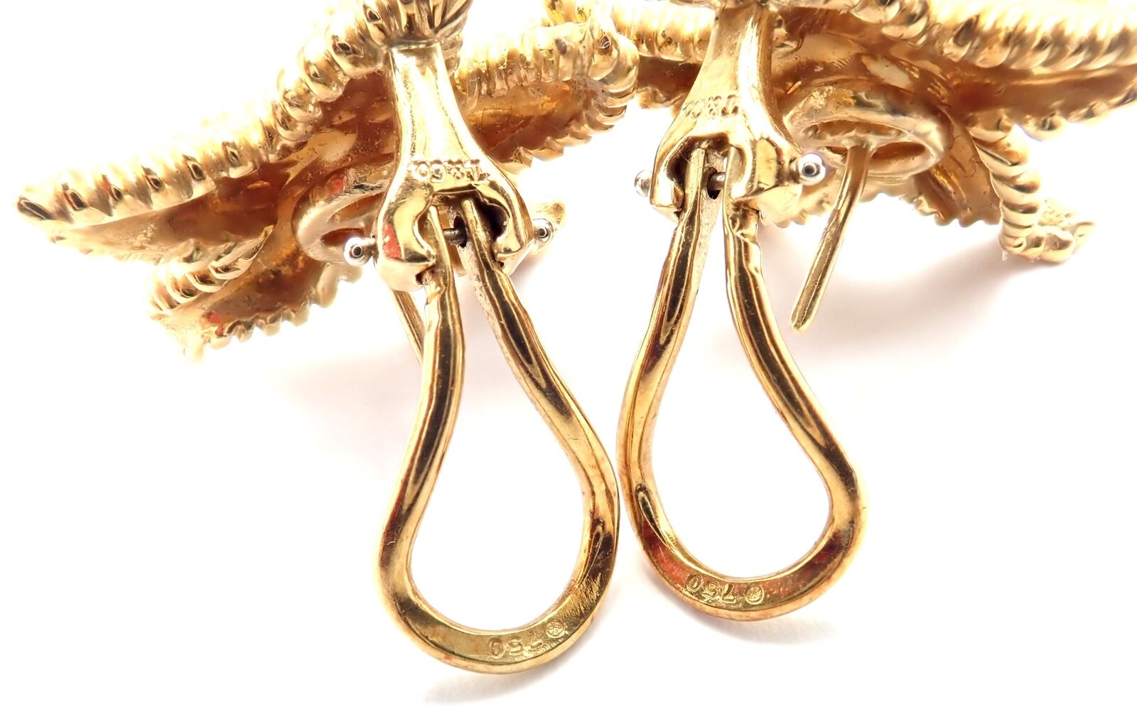 Authentic Vintage Tiffany & Co Starfish 18k Yellow Gold Large Hoop Earrings - Perfect for Weddings, Anniversaries & Special Occasions