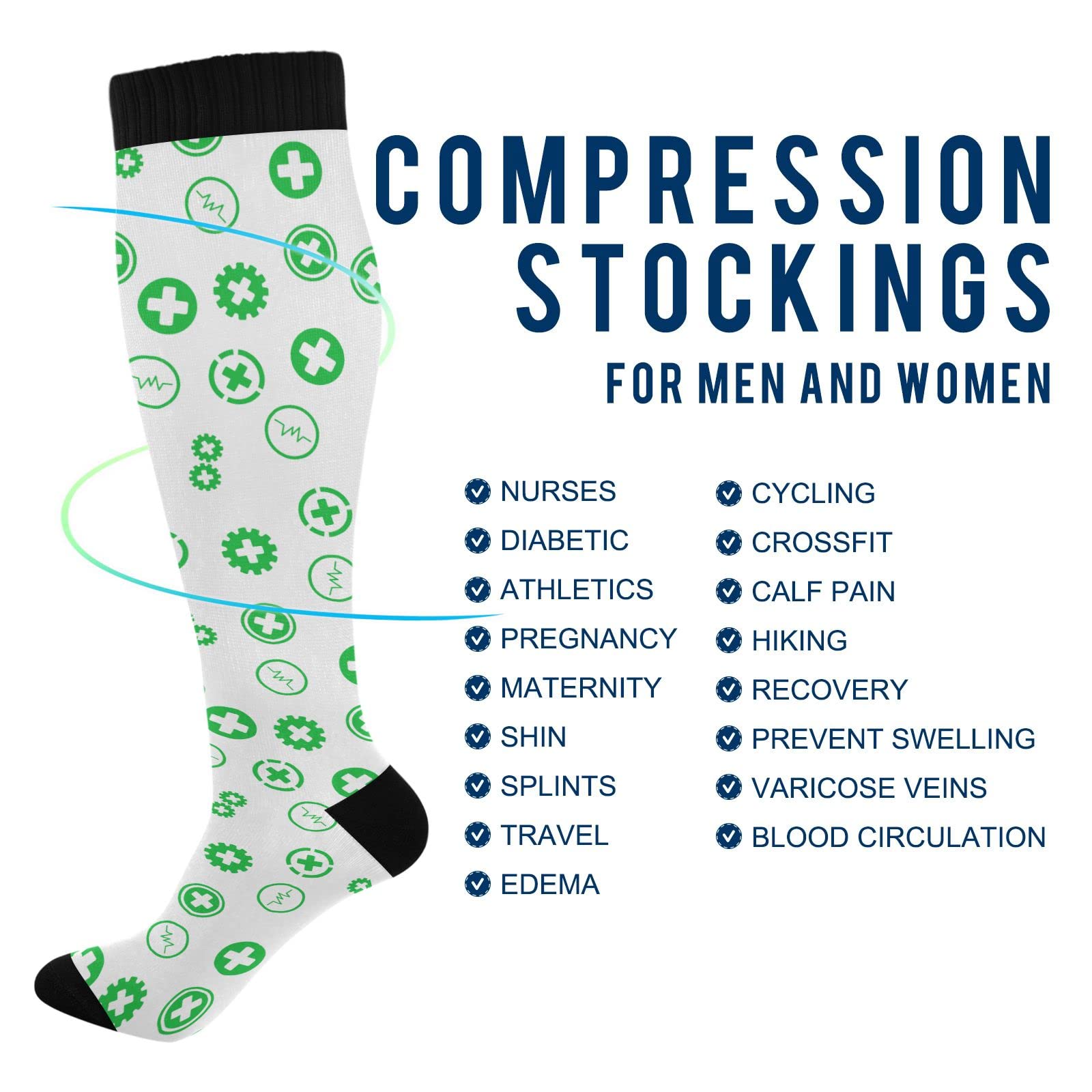 JUNZAN Compression Socks for Women & Men - Medical Grade Support for Running, Cycling, Nursing - Improve Circulation & Reduce Swelling - Perfect for Athletes, Travel & Long Work Shifts