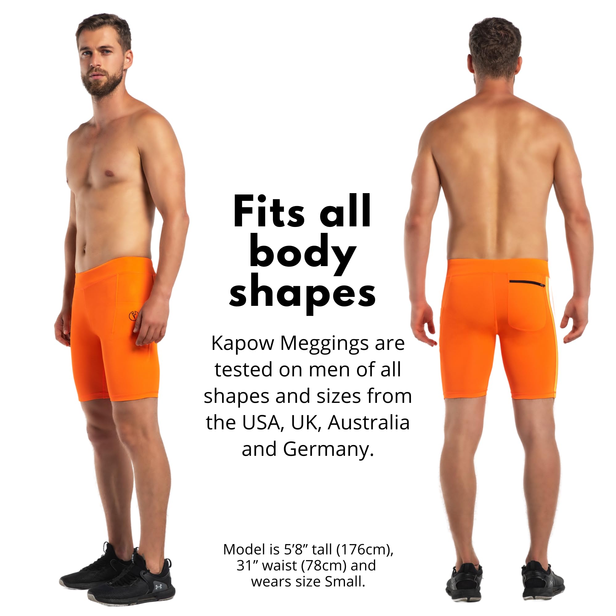 Kapow Meggings Men's Compression Shorts with Pockets - Workout, Running & Gym Activewear for Men
