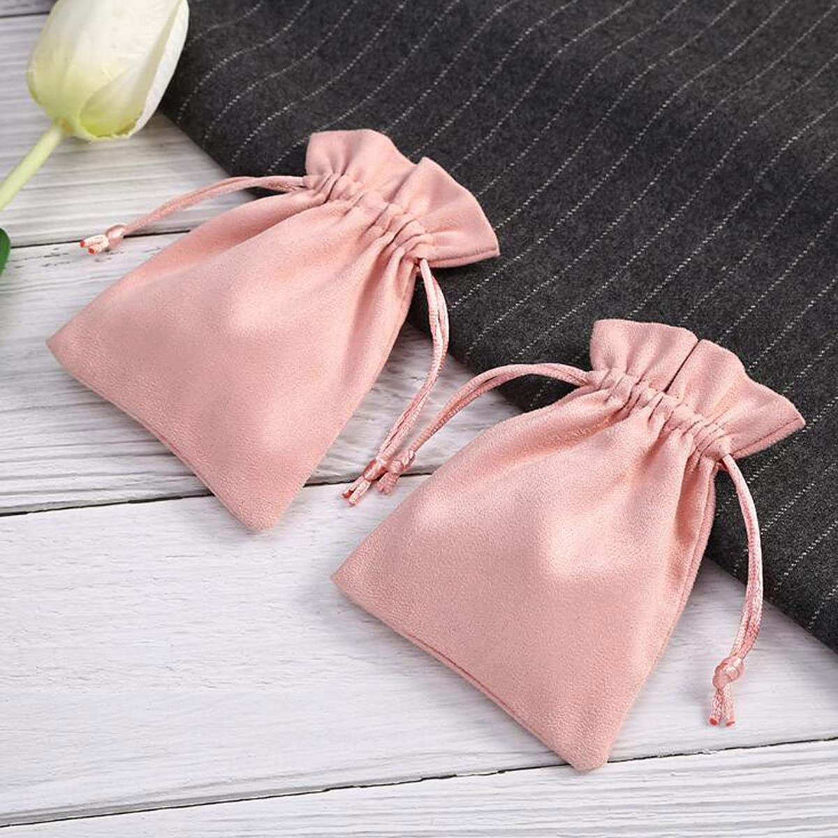 30 Pcs Pink Velvet Drawstring Bags - 2.8x3.5 Inch Jewelry Pouches for Wedding Favors, Party Gifts & Jewelry Storage | Small Gift Bags for Bridesmaids, Birthdays & Special Occasions