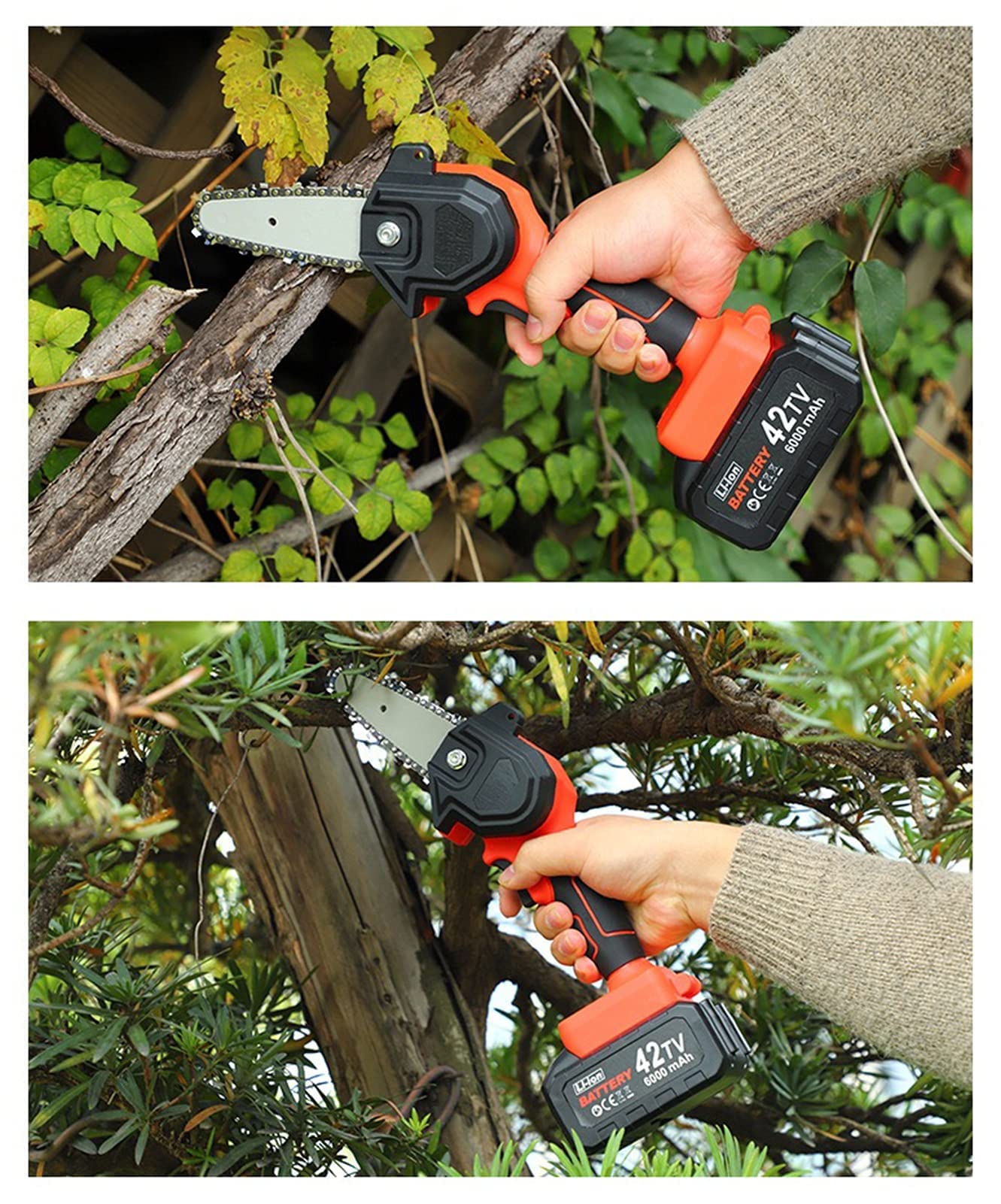 **Cordless Mini Chainsaw 4-Inch with 2 Batteries & Chains - Portable Electric Handheld Chainsaw for Gardening, Tree Branch Cutting, Wood Pruning, Orchard Work - Ideal for Men & DIY Enthusiasts (Perfect for Yard Maintenance, Firewood Prep, and Landscaping Projects)**