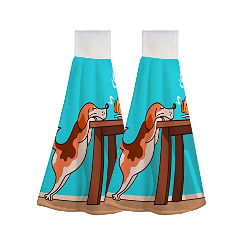 Cartoon Dog Fried Chicken Orange Blue