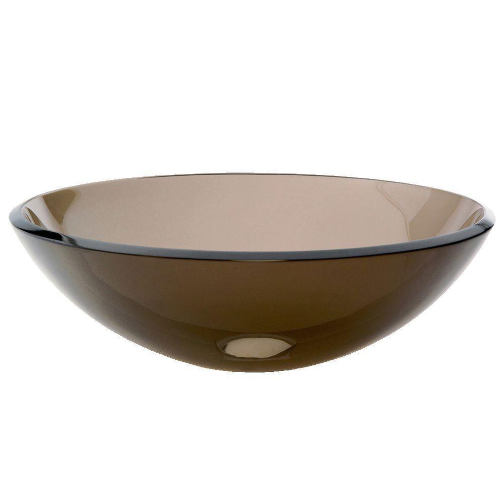 Decolav Translucence Vessel Sink - Transparent Charcoal Bathroom Vanity Top (Model 523861) | Modern Above Counter Basin for Powder Room, Guest Bath & Master Suite