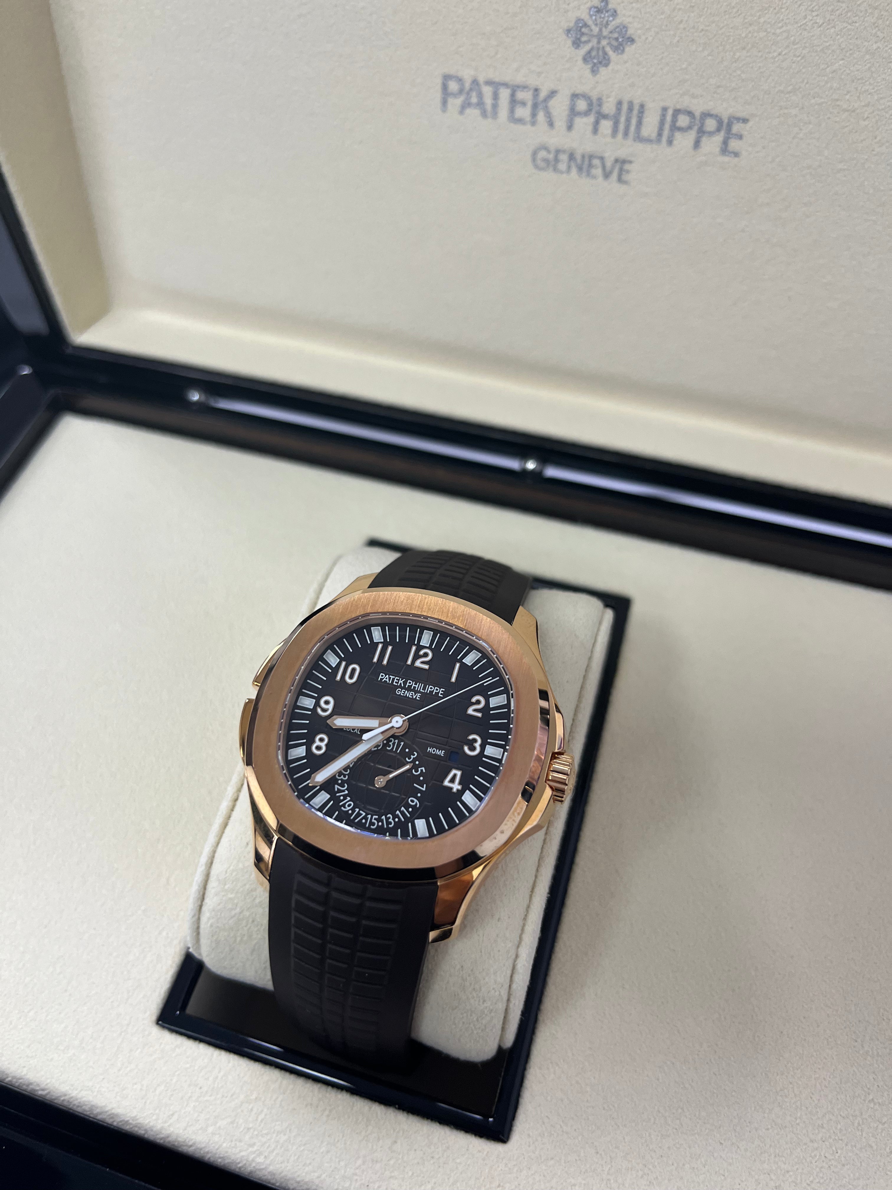 Patek Philippe Aquanaut 5164R-001 Rose Gold Men's Watch with Chocolate Dial - Luxury Automatic Timepiece for Business, Travel & Special Occasions