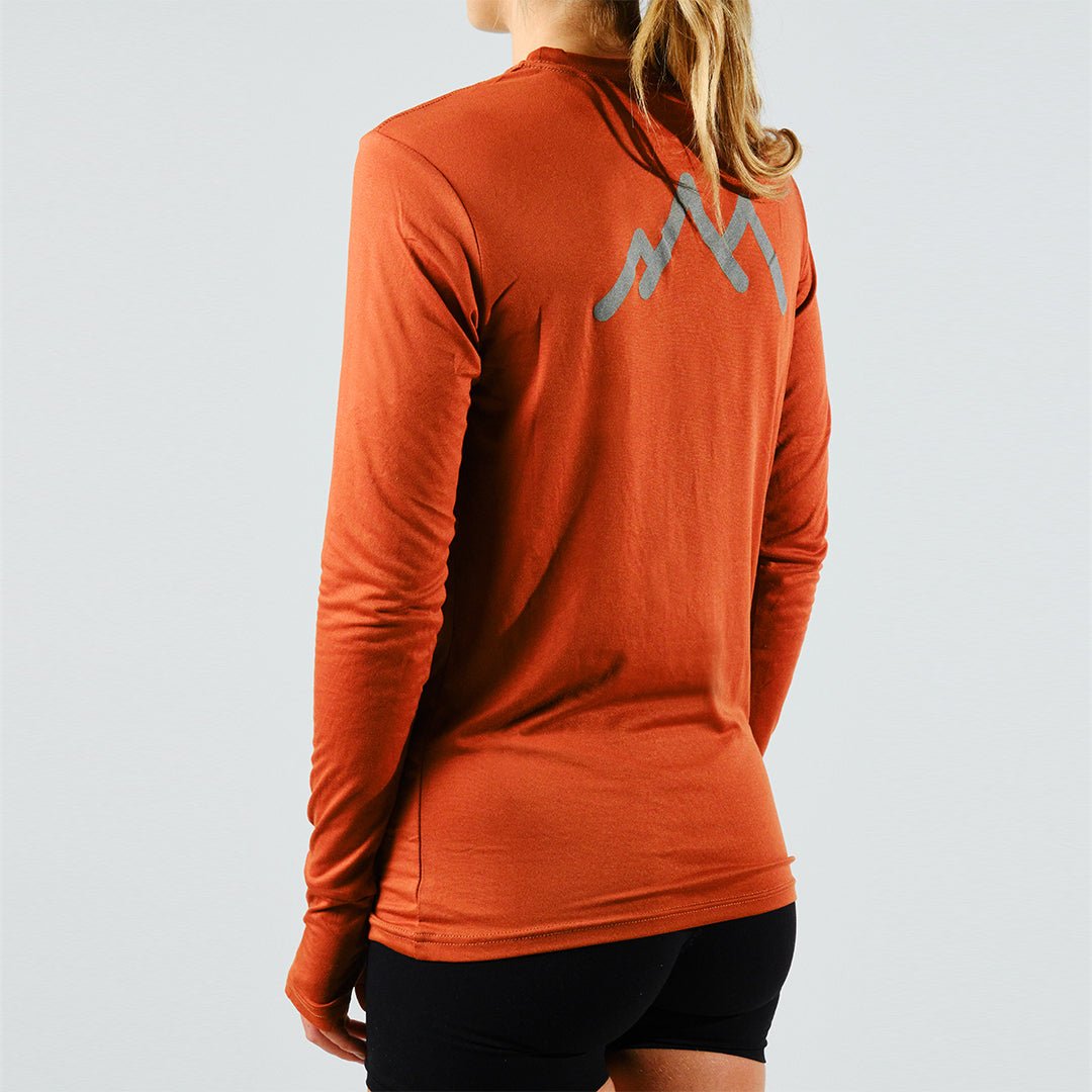 Eco-Friendly Women's Long Sleeve Running Shirt - Tarkine Ultra Soft Performance Tee (Orange) for Outdoor Jogging, Hiking & Workouts