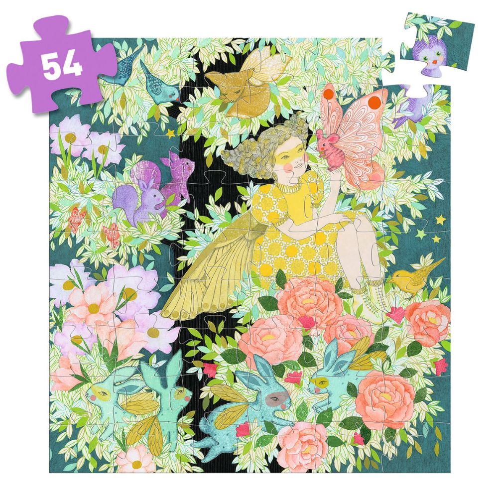 Djeco Flora's Tree 54-Piece Puzzle | Educational Wooden Jigsaw for Kids Ages 5+ | Perfect Birthday Gift for 5-Year-Old Girls | Fun Indoor Activity & Classroom Learning Tool