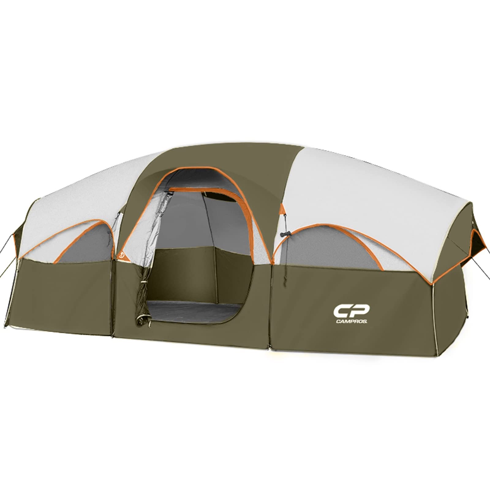 CP Tent 8-Person Waterproof Camping Tent - 2 Room Family Tent with Rainfly, 5 Large Mesh Windows & Carry Bag - Easy Setup Portable Tent for Outdoor Adventures, Backpacking & Family Camping Trips