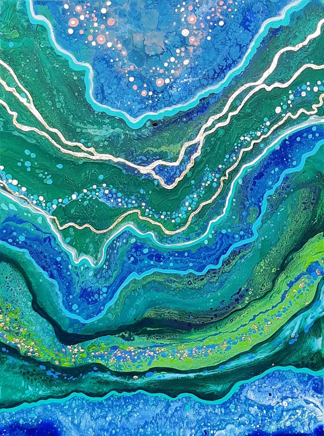 Emerald Green Blue Marble Swirl Striped Area Rug - 6x9 Feet Machine Washable Thick Soft Carpet for Living Room, Nursery, Bedroom, Dining Room, Playroom & Office - Modern Multi-Purpose Accent Rug for Home Decor & Comfort