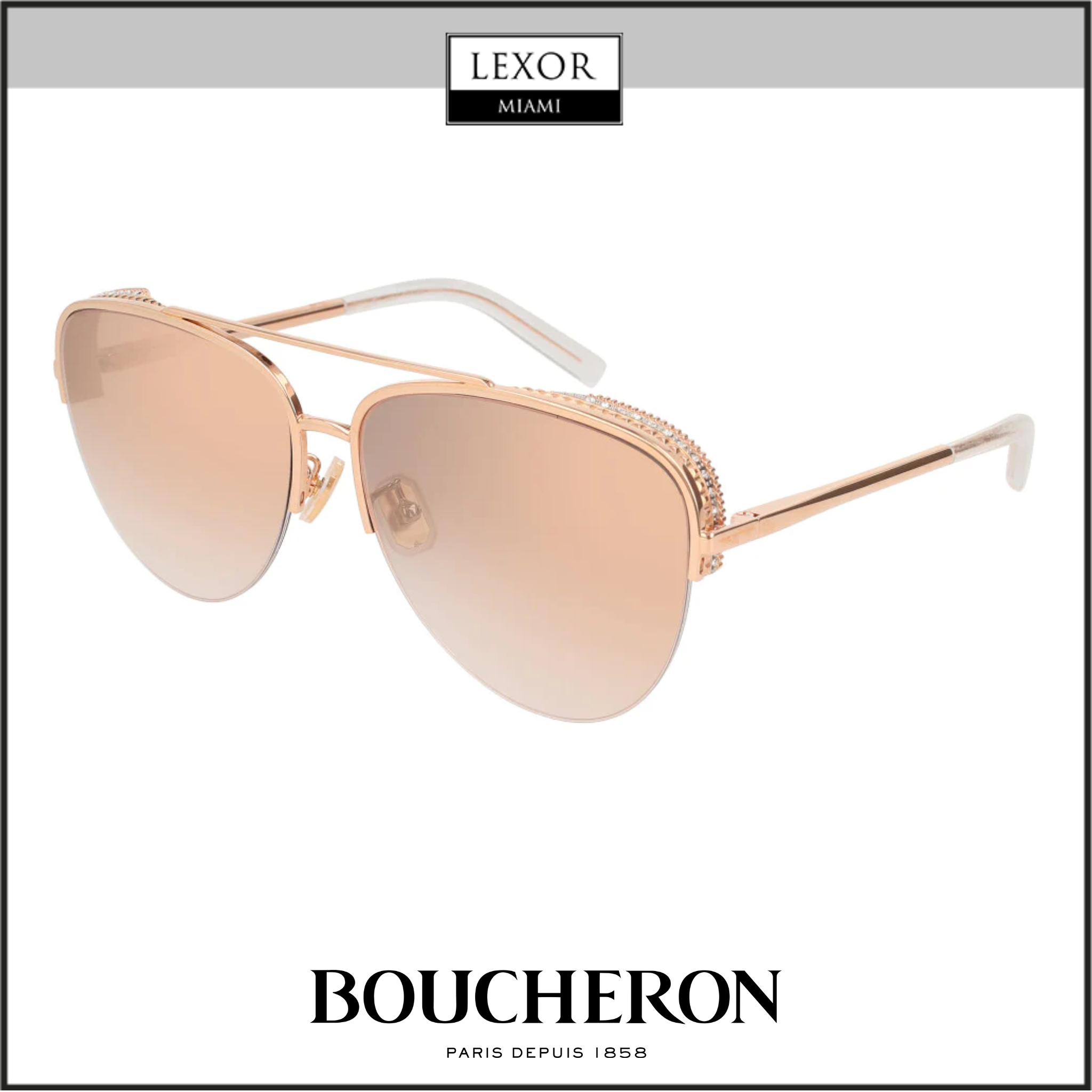Boucheron BC0048S 003 Women's Fashion Sunglasses - UV Protection, Polarized Lenses for Outdoor Activities, Beach & Driving
