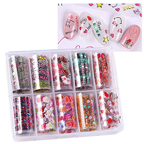 10 Rolls Holographic Nail Foil Stickers - Butterfly & Floral Pattern Adhesive Transfer Decals for DIY Nail Art, Acrylic Nails Decoration - Professional Nail Supplies Kit for Salon, Home Manicure & Party Nail Designs
