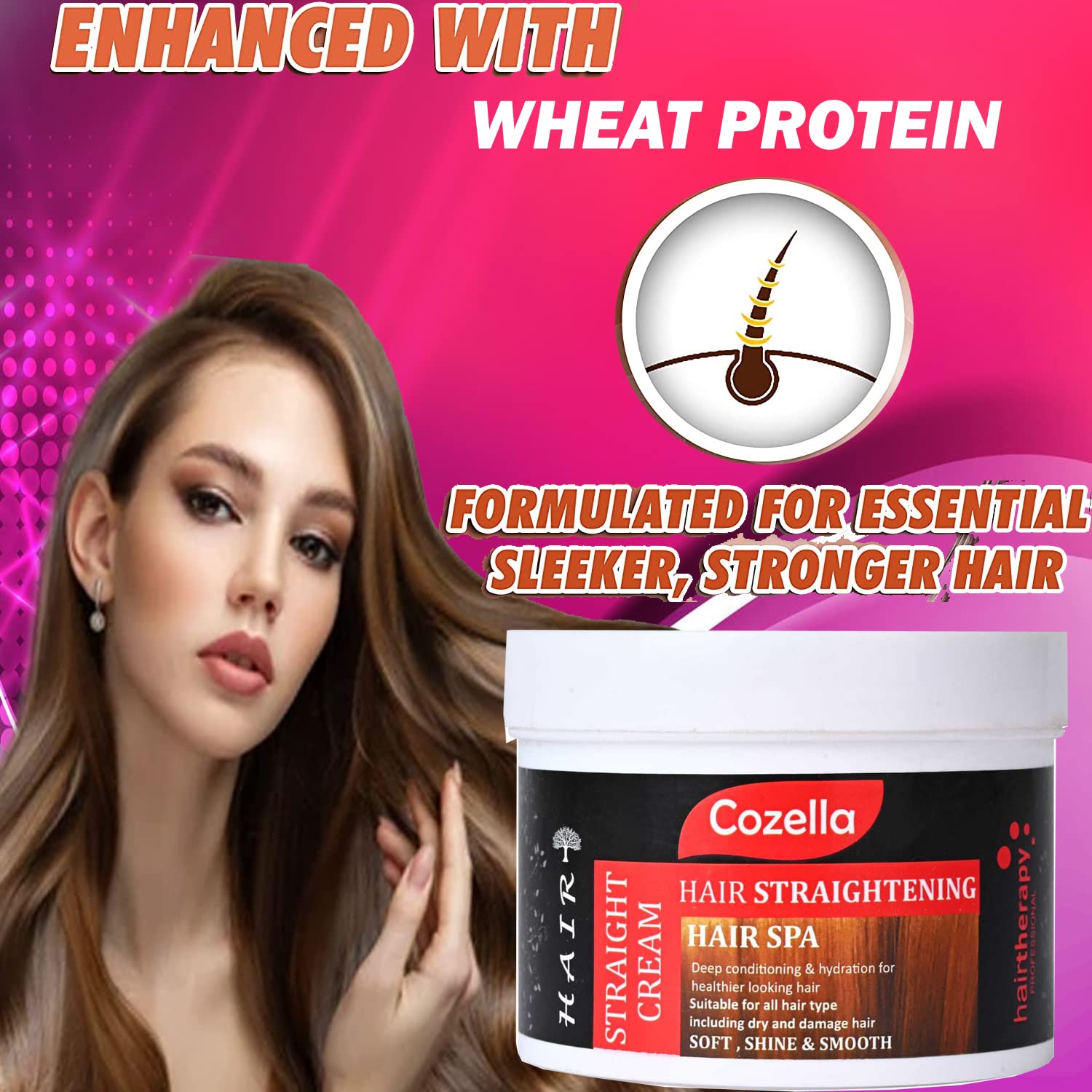 Cozella Hair Straightening SPA Treatment | Deep Conditioning & Hydration for Dry, Damaged Hair | Sulfate & Paraben Free | 500ml for All Hair Types | Salon-Quality Smoothing at Home
