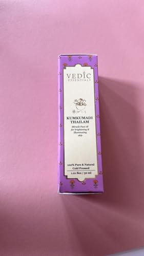 VEDICESSENTIALS 100% Pure Kumkumadi Tailam Face Oil - Saffron Infused for Glowing Skin, Reduces Pigmentation & Dark Spots, Anti-Aging Treatment for Men & Women (30ml) - Perfect for Nighttime Skincare Routine & Daily Radiance Boost