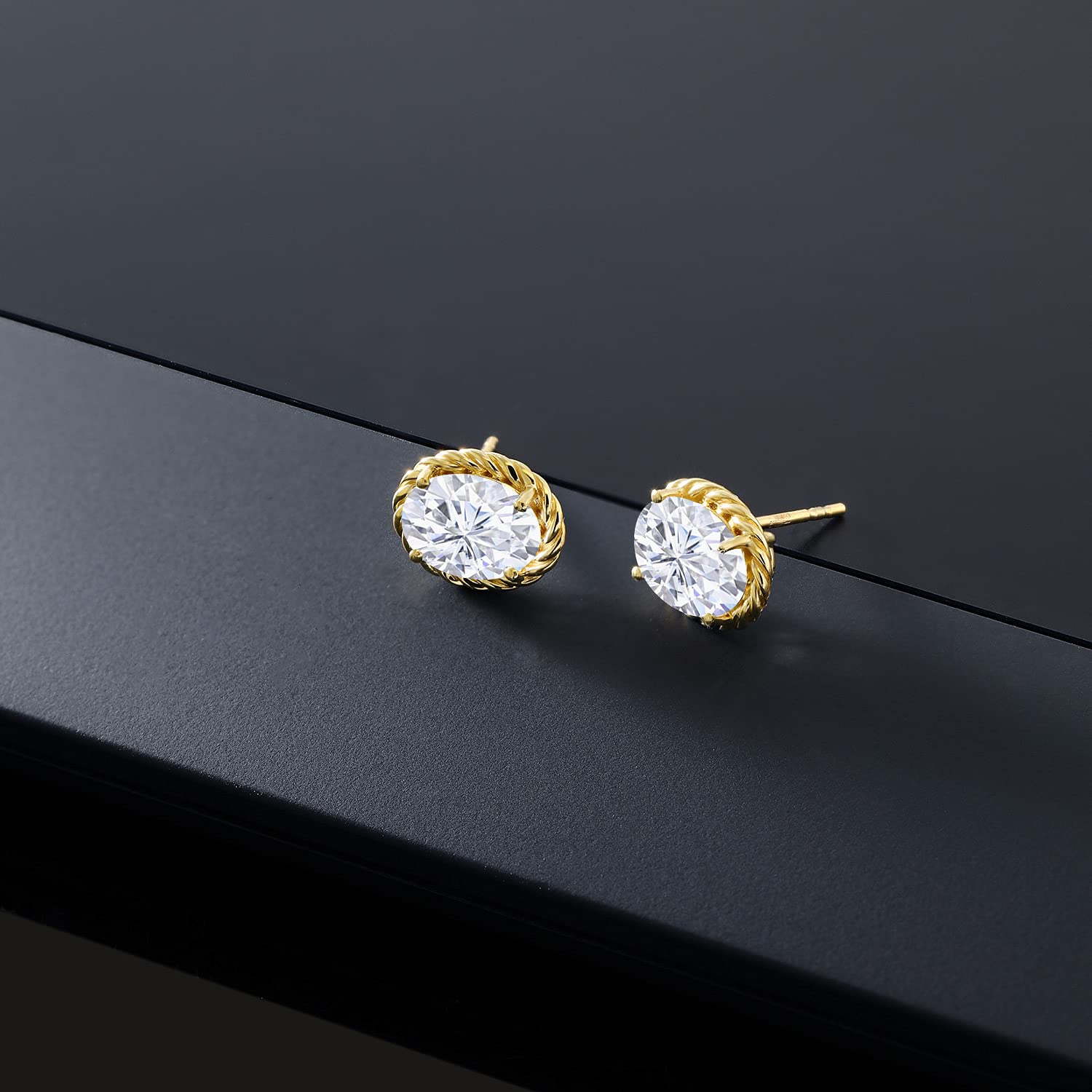 14K Gold Oval Birthstone Earrings for Women & Men | Gemstone Jewelry Gift