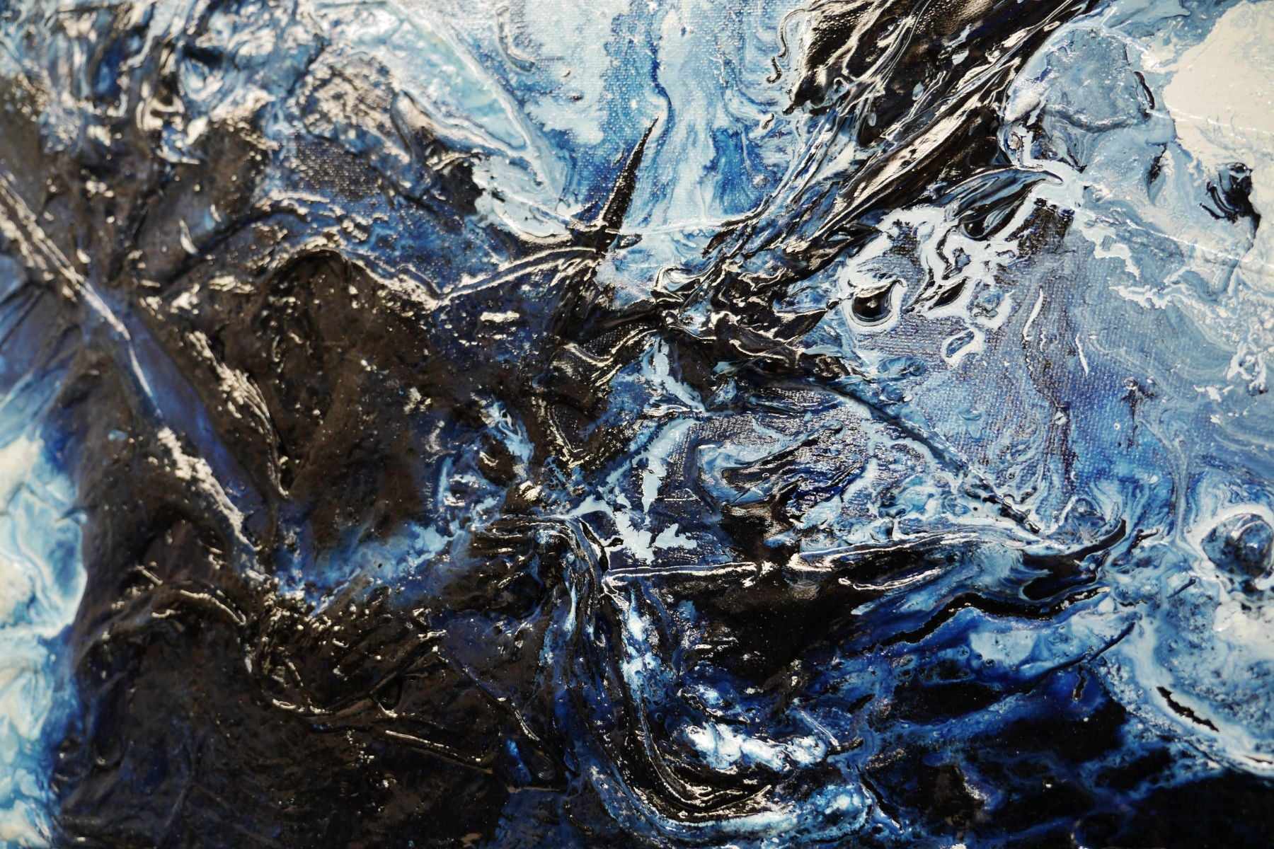 Blue Gemini 160cm x 100cm Blue White Textured Abstract Canvas Art - Modern Wall Decor for Living Room, Bedroom & Office