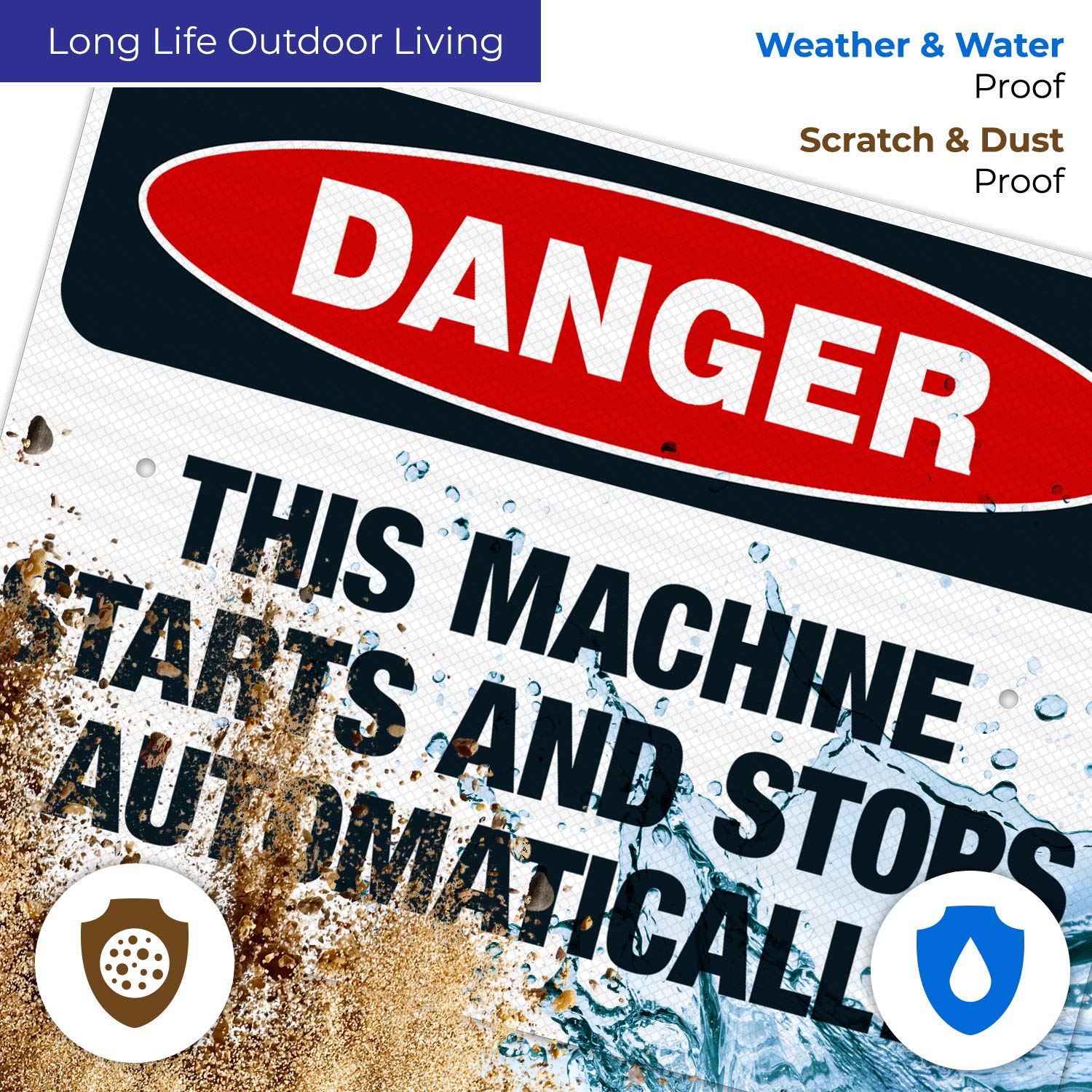 OSHA Danger Sign - This Machine Starts and Stops Automatically - 18x24 Inches Reflective Aluminum Safety Sign for Industrial Equipment - 3M EGP .080 Fade-Resistant - Indoor/Outdoor Use - Made in USA - Perfect for Factories, Warehouses & Construction Sites