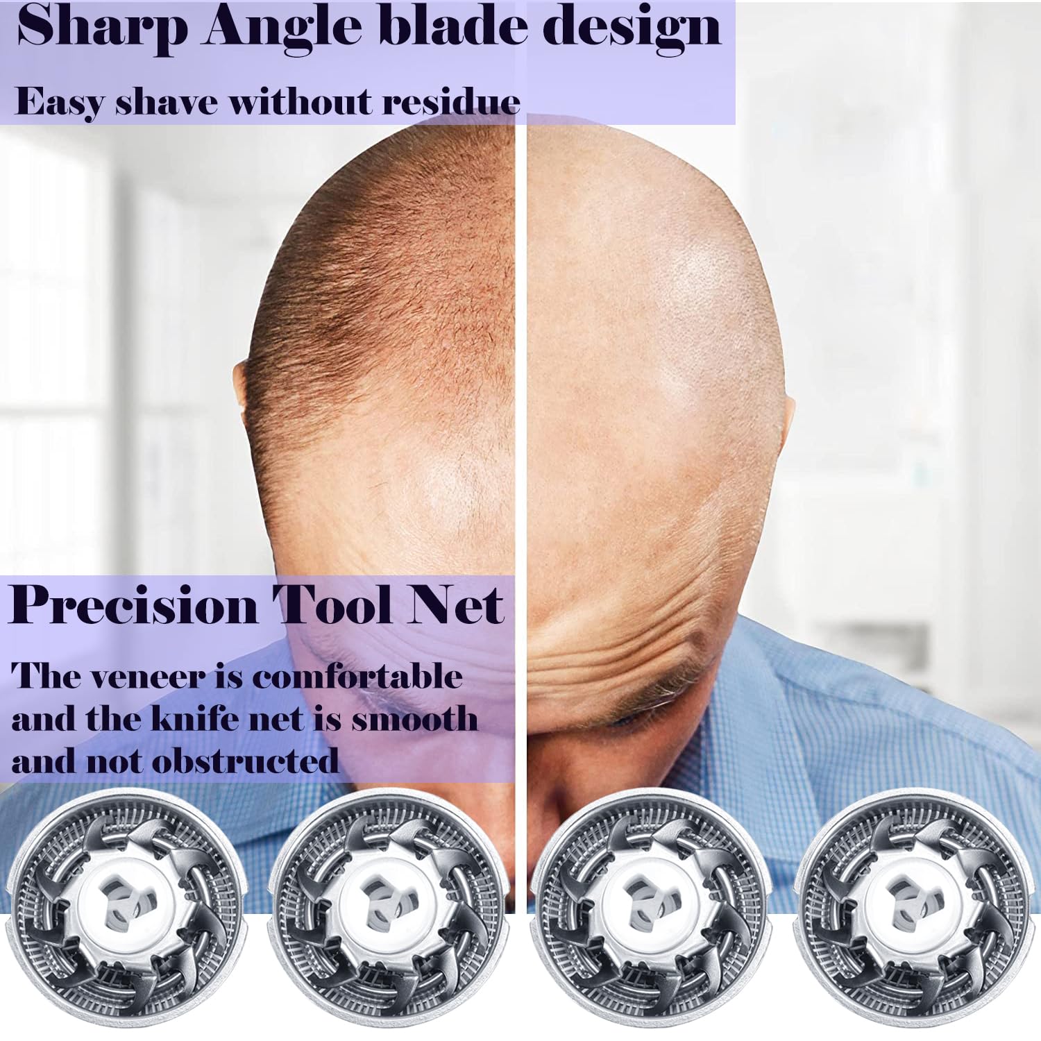 Premium Replacement Blades for Skull Shaver Pitbull Gold - 4 Pack Men's Electric Shaver Replacement Heads - Compatible with Pitbull Gold Series - Perfect for Close Shaving & Travel Use