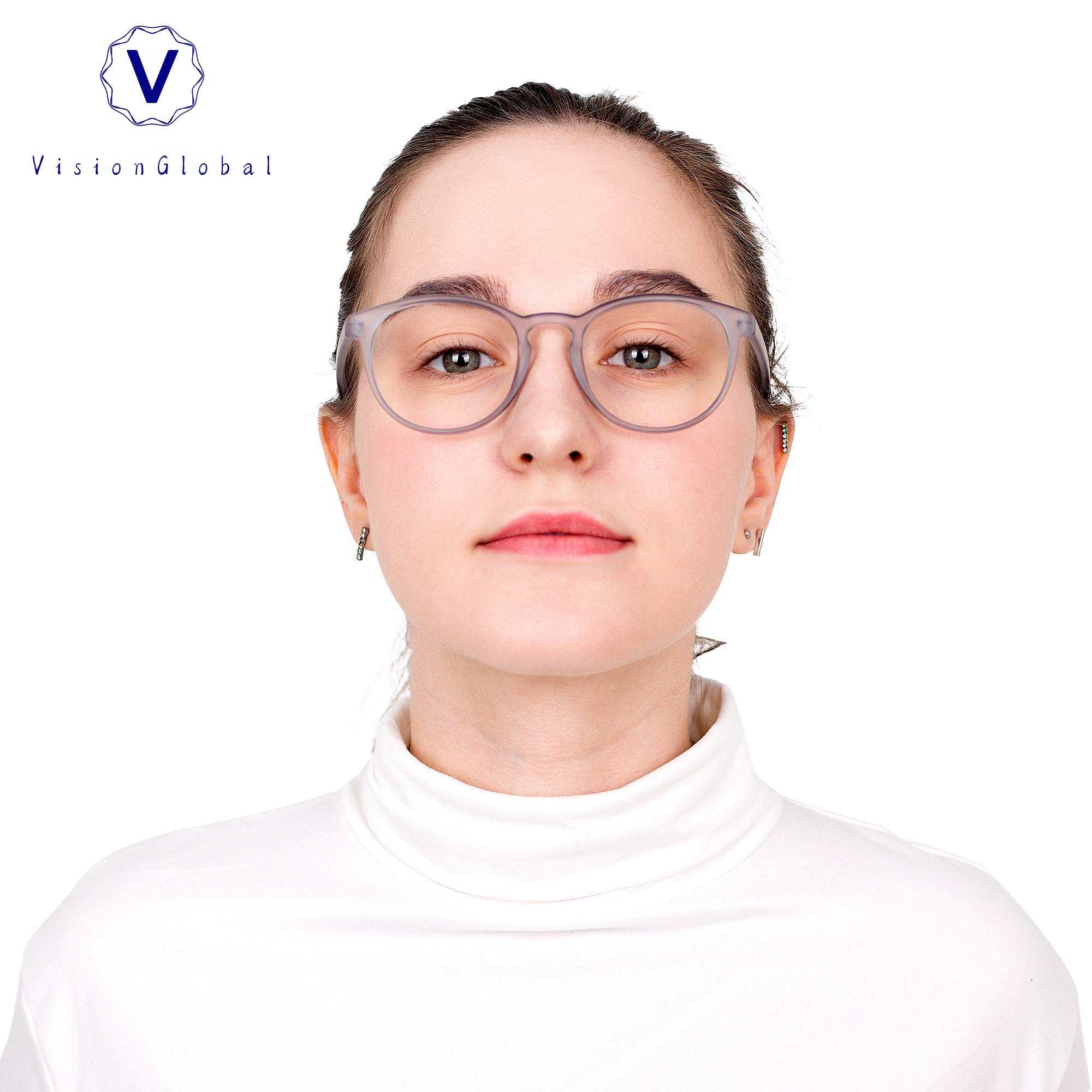 VisionGlobal Blue Light Blocking Glasses for Women - Anti Eyestrain Computer & Reading Glasses with Stylish Frame & Anti Glare - Perfect for Office Work, Gaming & Screen Time