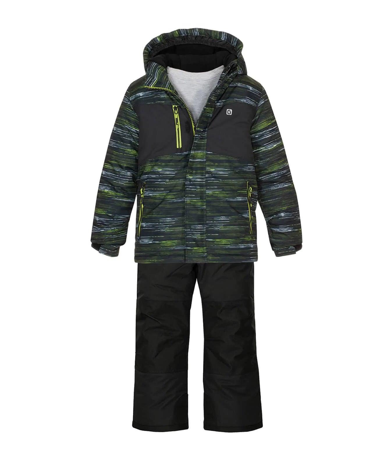 Gusti Jamie Snow Suit for Kids - Waterproof Winter Jacket & Pants Set in Pesto Green - Perfect for Snow Play, Skiing, and Outdoor Winter Activities