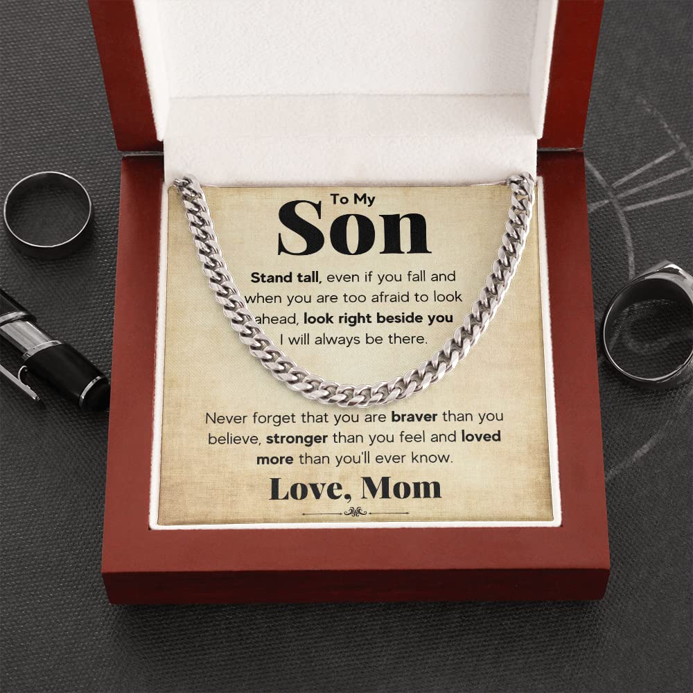 Mom & Son Cuban Link Necklace - Graduation Christmas Gift for Him