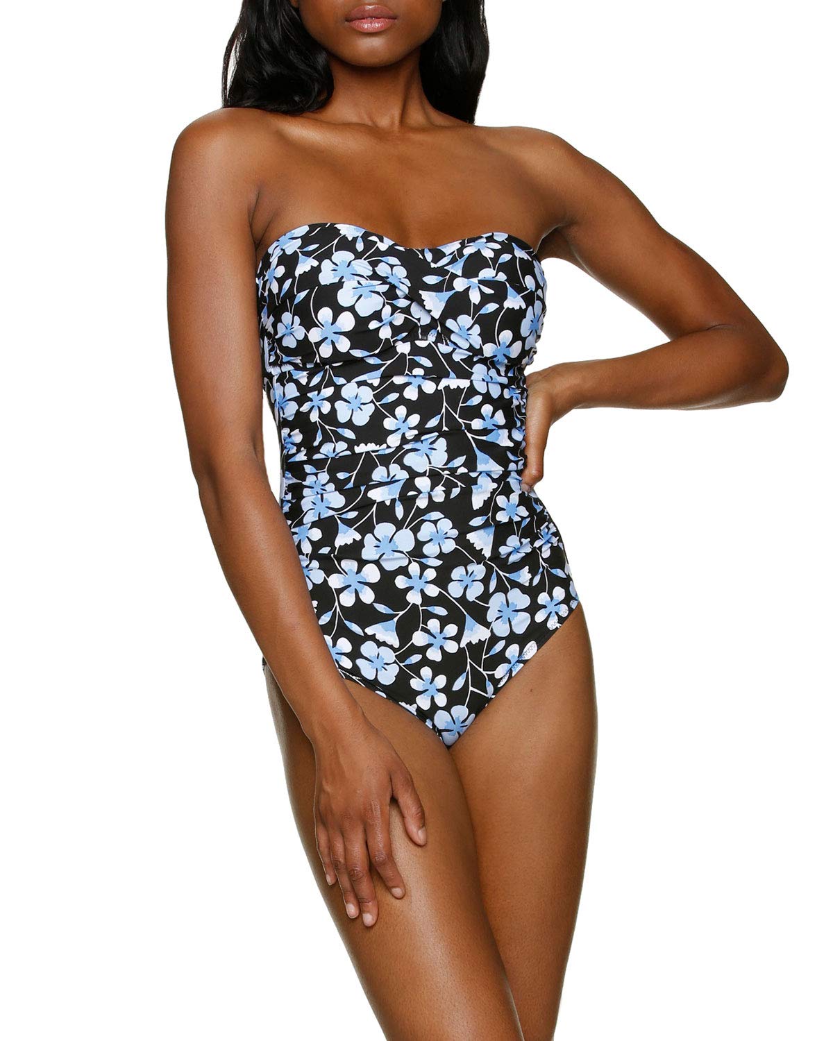 Draper James Twist Bandeau One-Piece Swimsuit - Floral Garden Print, Small Size | Women's Bathing Suit for Beach, Pool & Summer Vacations