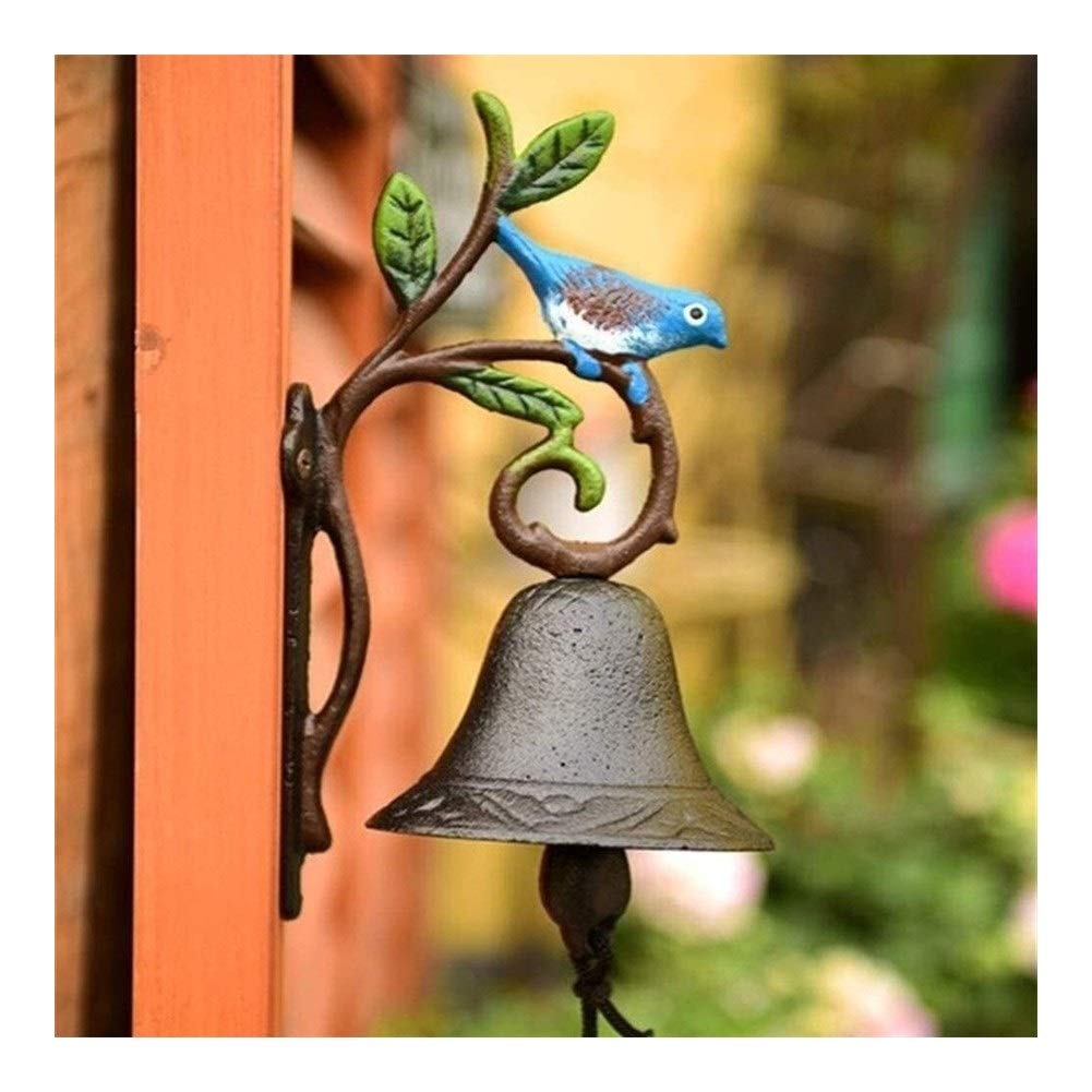 Vintage Cast Iron Door Bell - Antique Wall Mounted Hand Bell for Home & Garden Decor - Handmade Welcome Doorbell for Porch, Farmhouse, and Rustic Style Decorations