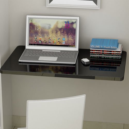 Premium Black Wall-Mounted Floating Folding Desk for Home Office - Space-Saving Computer Workstation (Perfect for Small Spaces, Apartments & Remote Work)