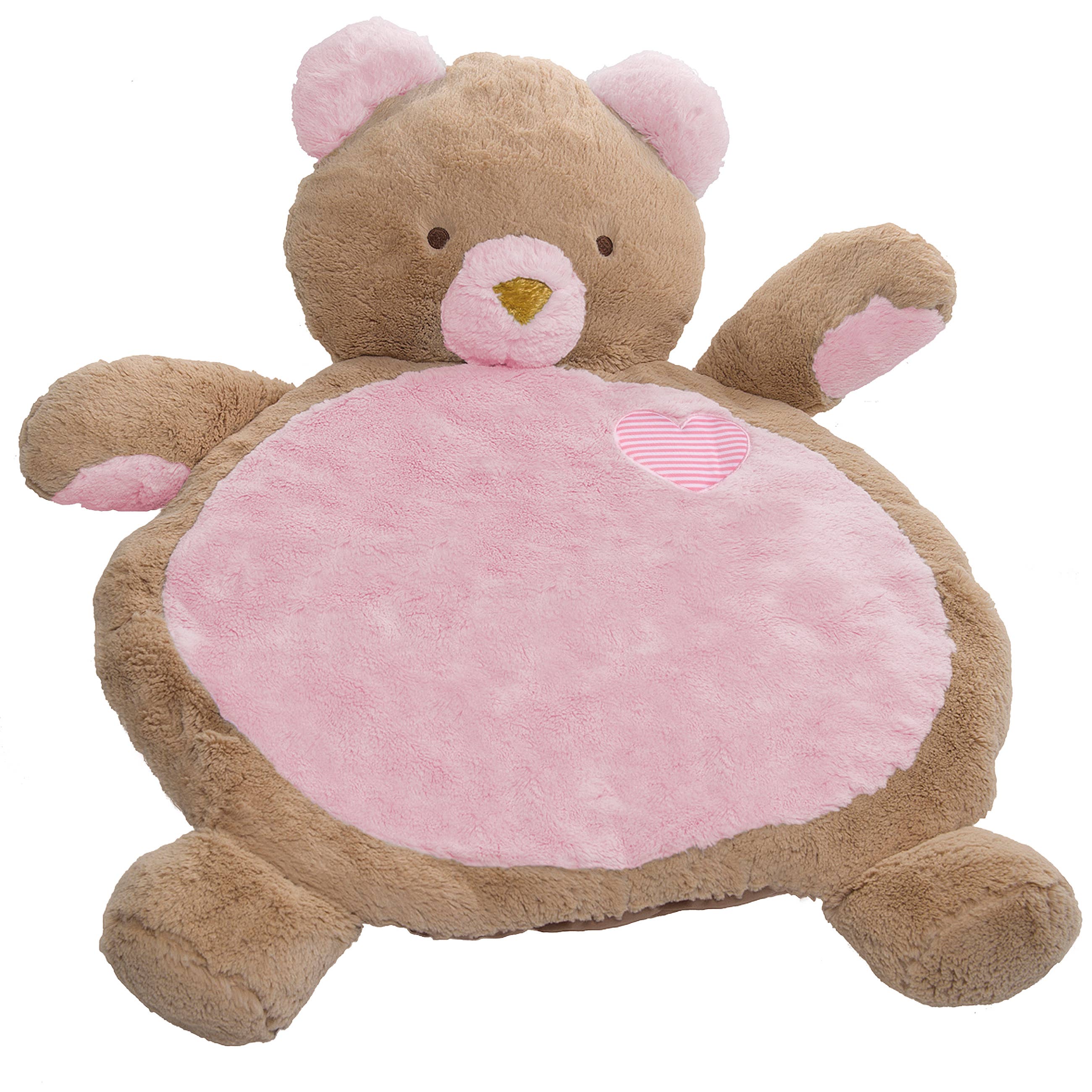 Soft Pink Bear Baby Play Mat - Non-Slip Crawling Mat for Infants & Toddlers - Perfect for Nursery, Playroom, and Daycare Floor Activities