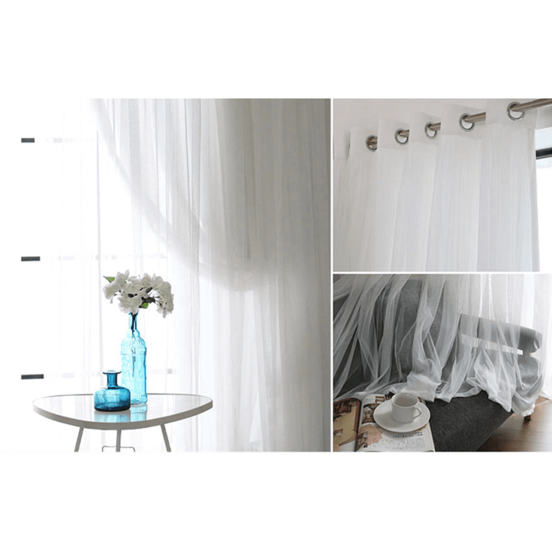Luxury Veil Curtain - Soft Sheer Window Drapes in Pink, Beige, Blue & White | Elegant Home Decor for Living Room, Bedroom & Wedding Decorations