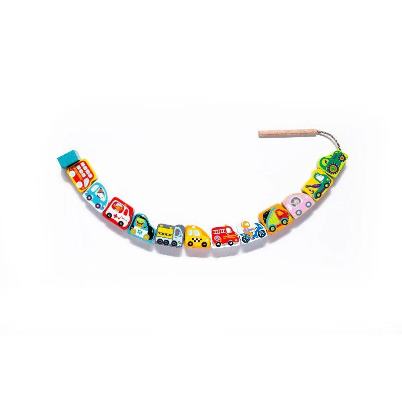 Cubika Wooden Lacing Toy for Kids - Montessori Learning & Fine Motor Skills Development - Educational Stringing Beads Activity for Toddlers & Preschoolers - Perfect for Classroom, Travel & Home Play