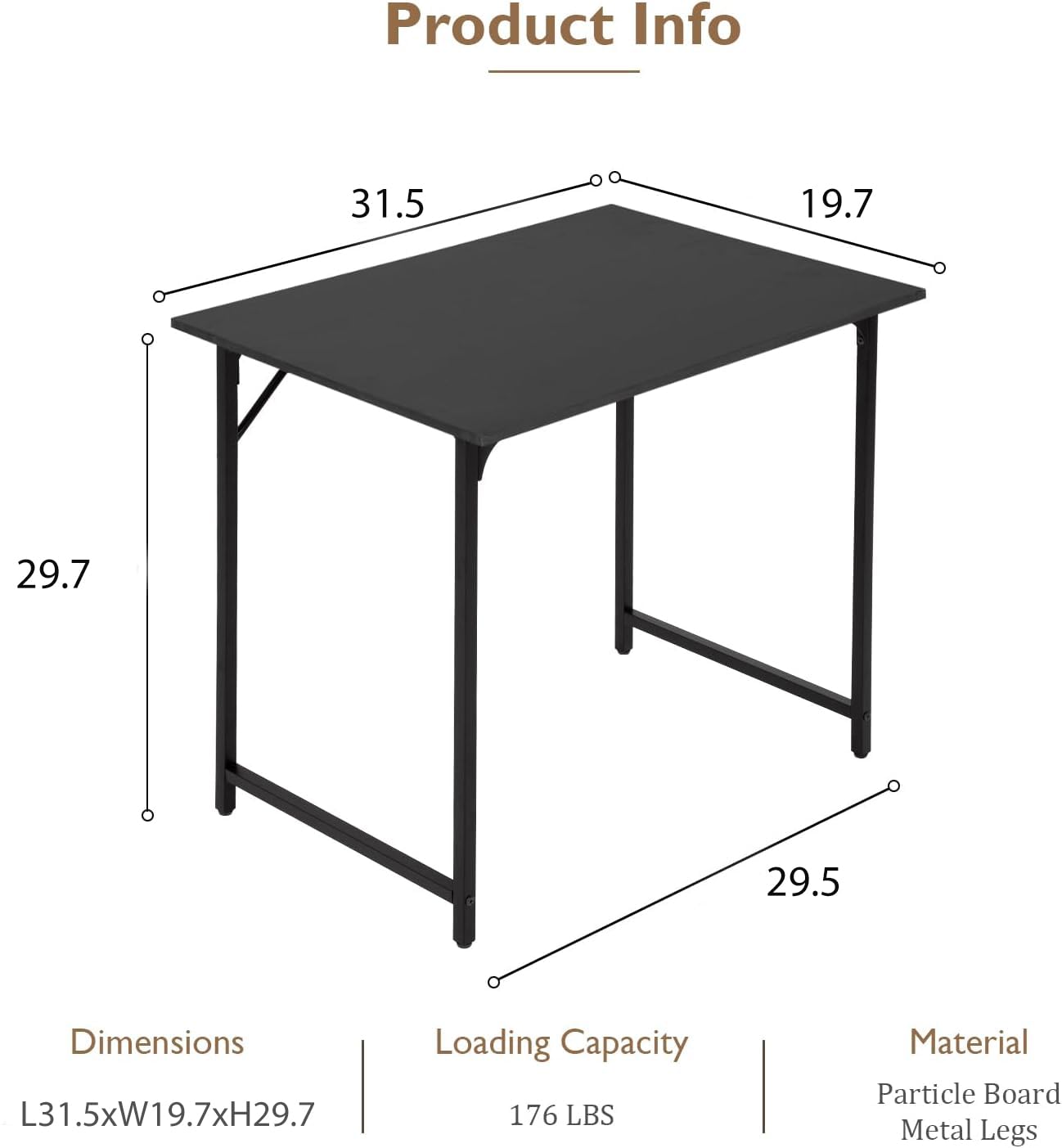 Best 32 Inch Computer Desk - Modern Home Office Desk for Study & Writing, Black