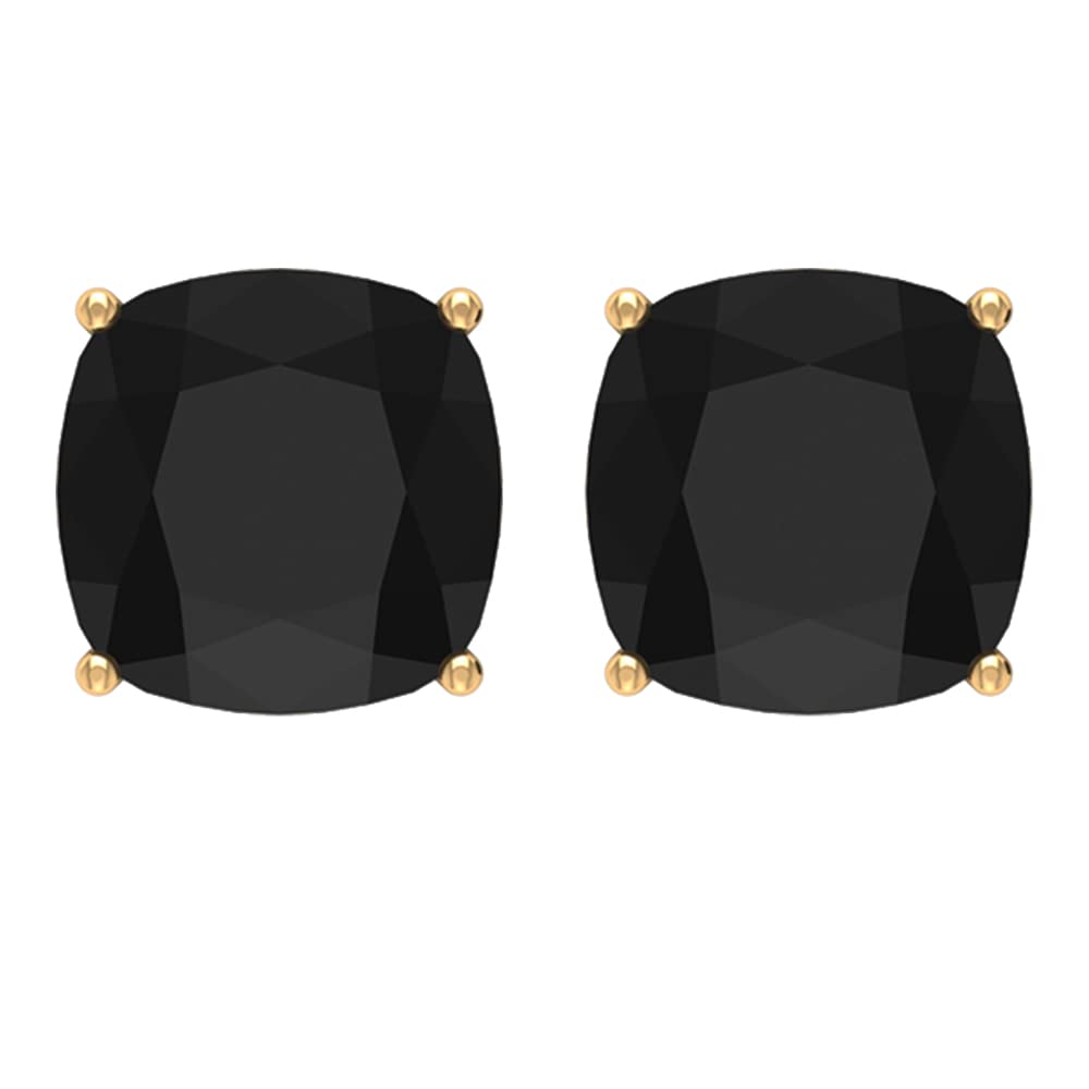 Natural Black Onyx Stud Earrings - 8mm Cushion Cut December Birthstone Earrings in 14K Solid Gold for Women, Gift for Her, Birthday, Anniversary & Everyday Elegance