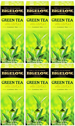 Bigelow Green Tea with Lemon Tea Bags - 28 Count (Pack of 6) | Antioxidant-Rich Green Tea with Natural Lemon Peel Flavor | Perfect for Morning Boost, Afternoon Relaxation & Healthy Lifestyle